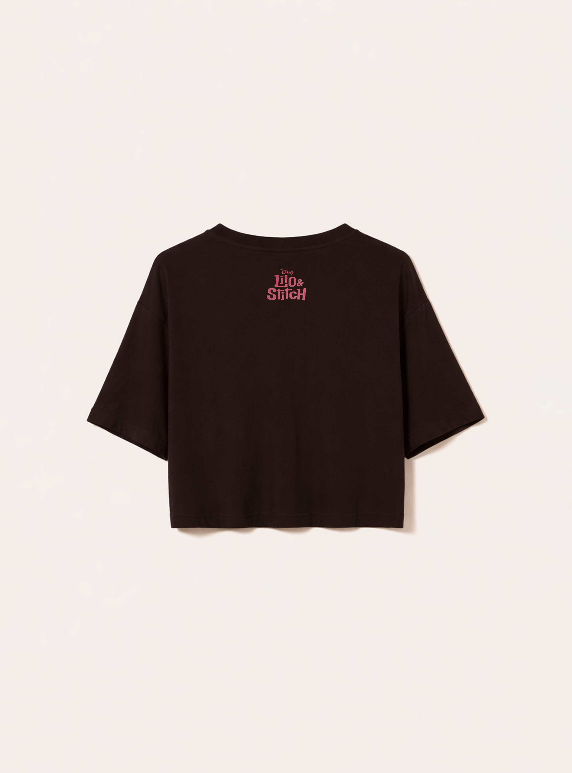 Licenza stitch t-shirt crop, BK3 BLACK CHARCOAL