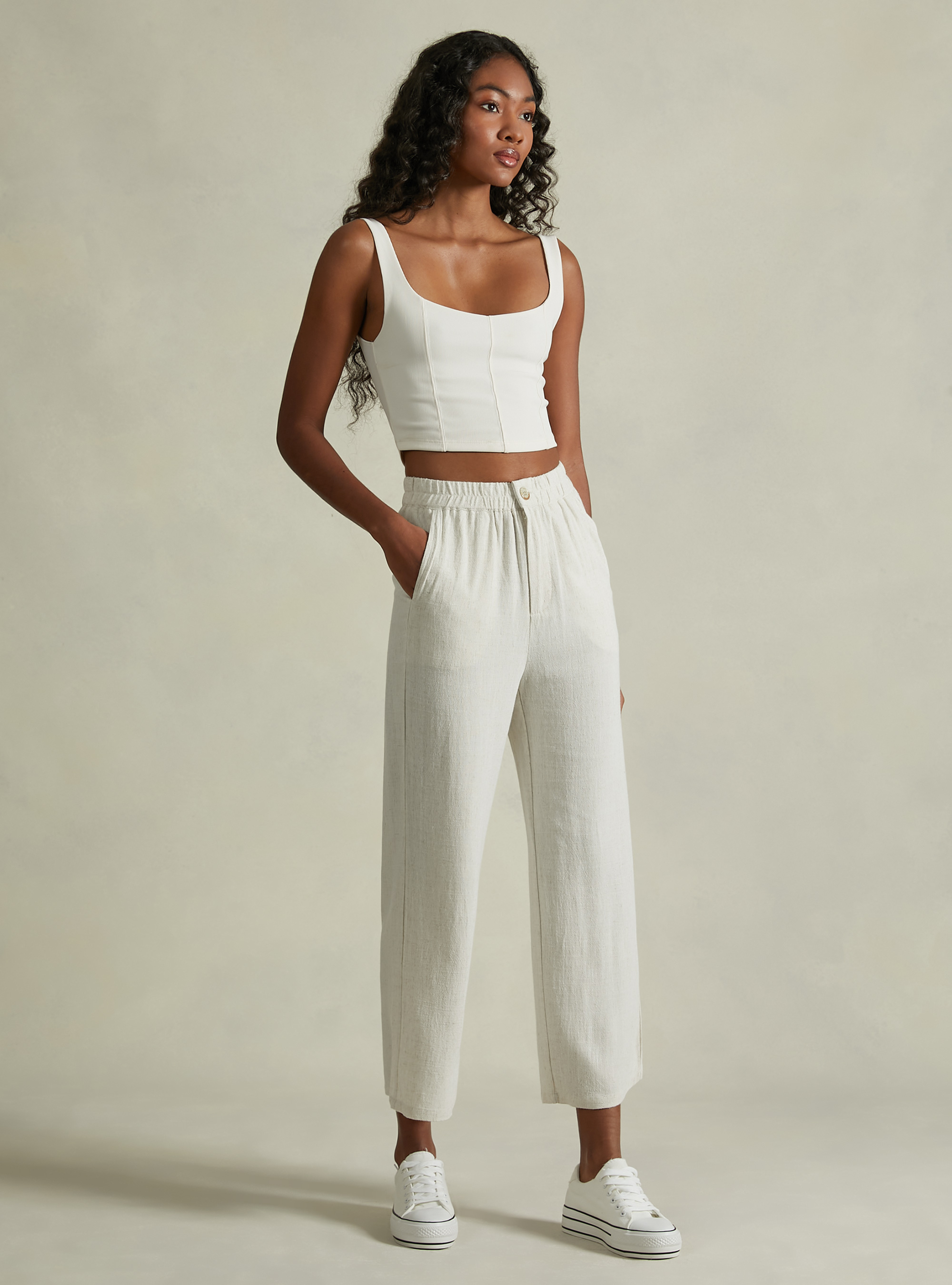 Women's culotte trousers PLR085 - pink | MODONE wholesale - Clothing For Men