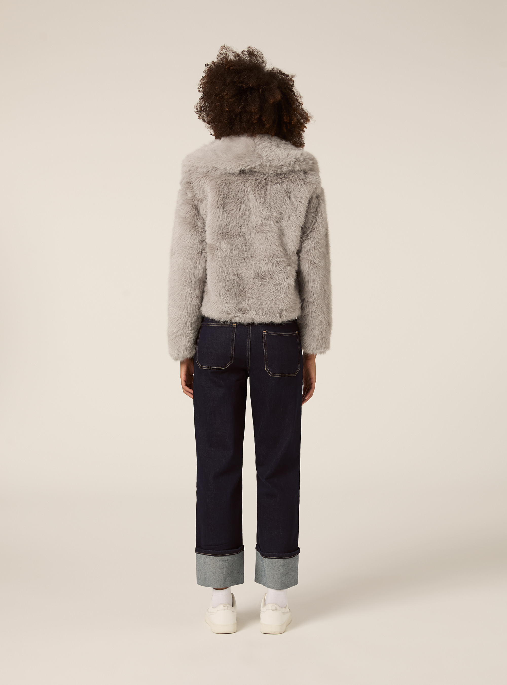 Pelliccia sintetica collo cappuccio, GY2 GREY MEDIUM