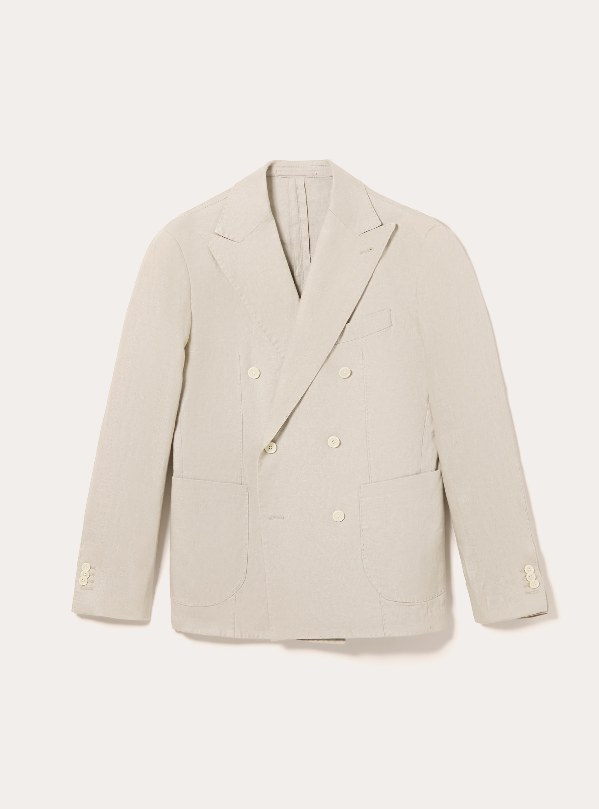Giacca in puro lino doppiopetto, BG3 BEIGE LIGHT