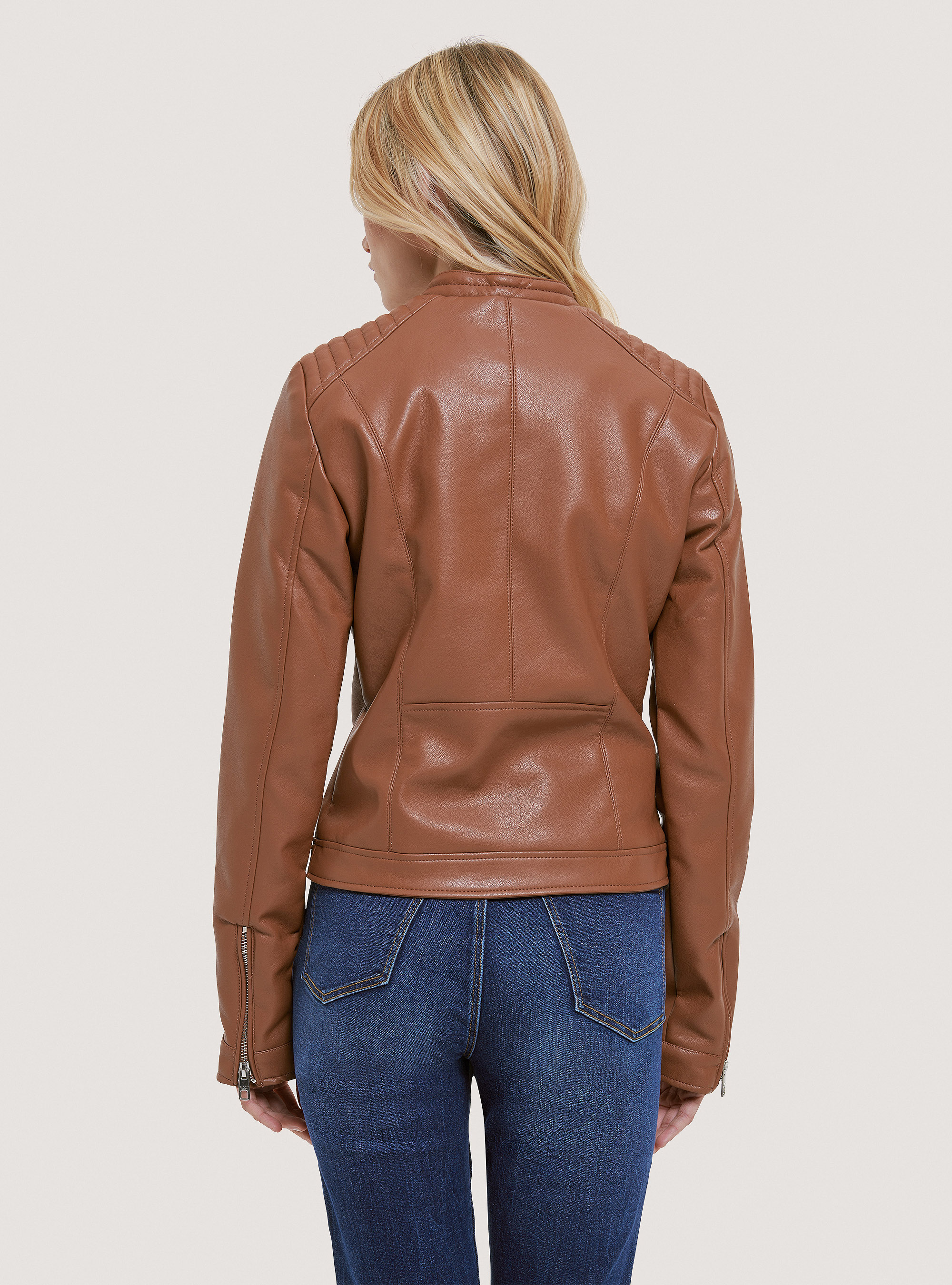 Jacke aus Kunstleder, C5583 TOBACCO