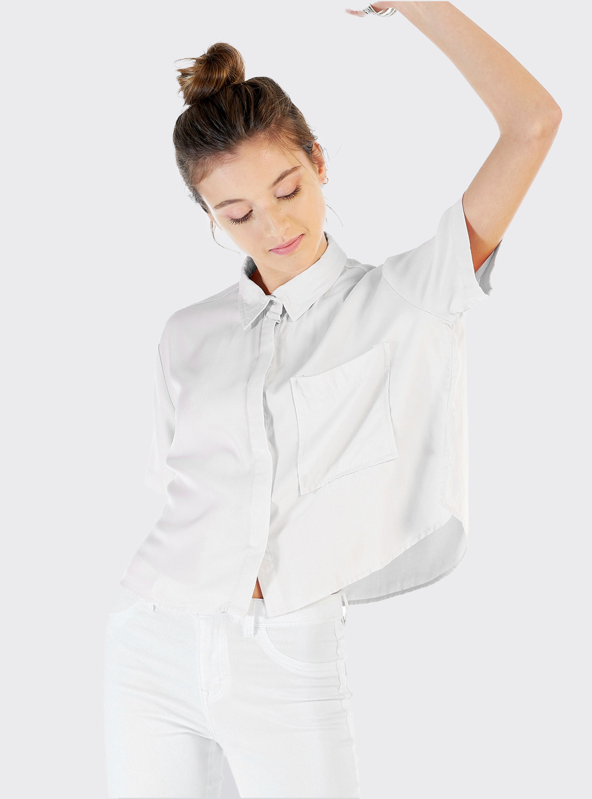 Camicia corta oversize fit, WHITE