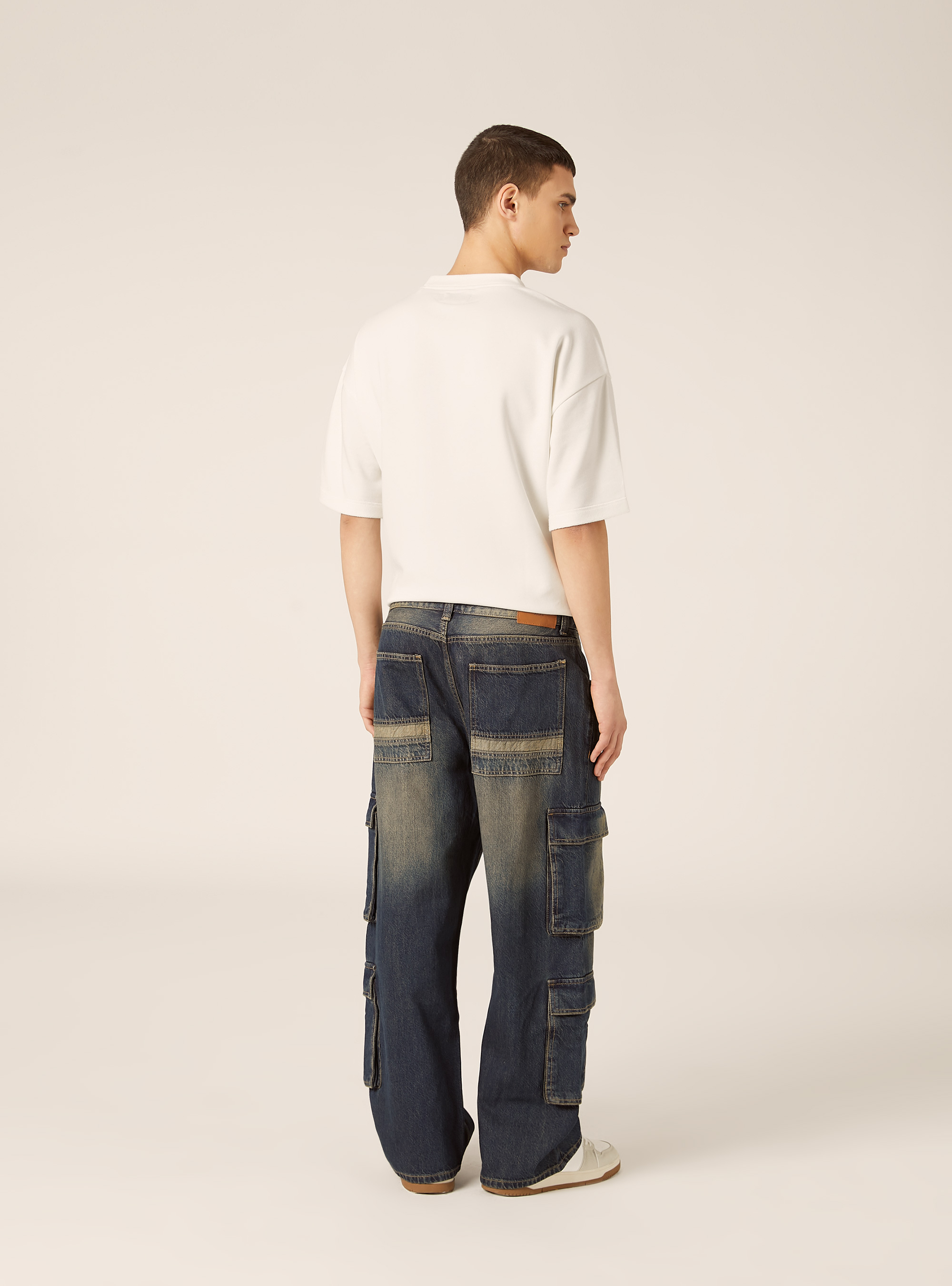 Jeans cargo, D100 BLUE DARK OVERDYE