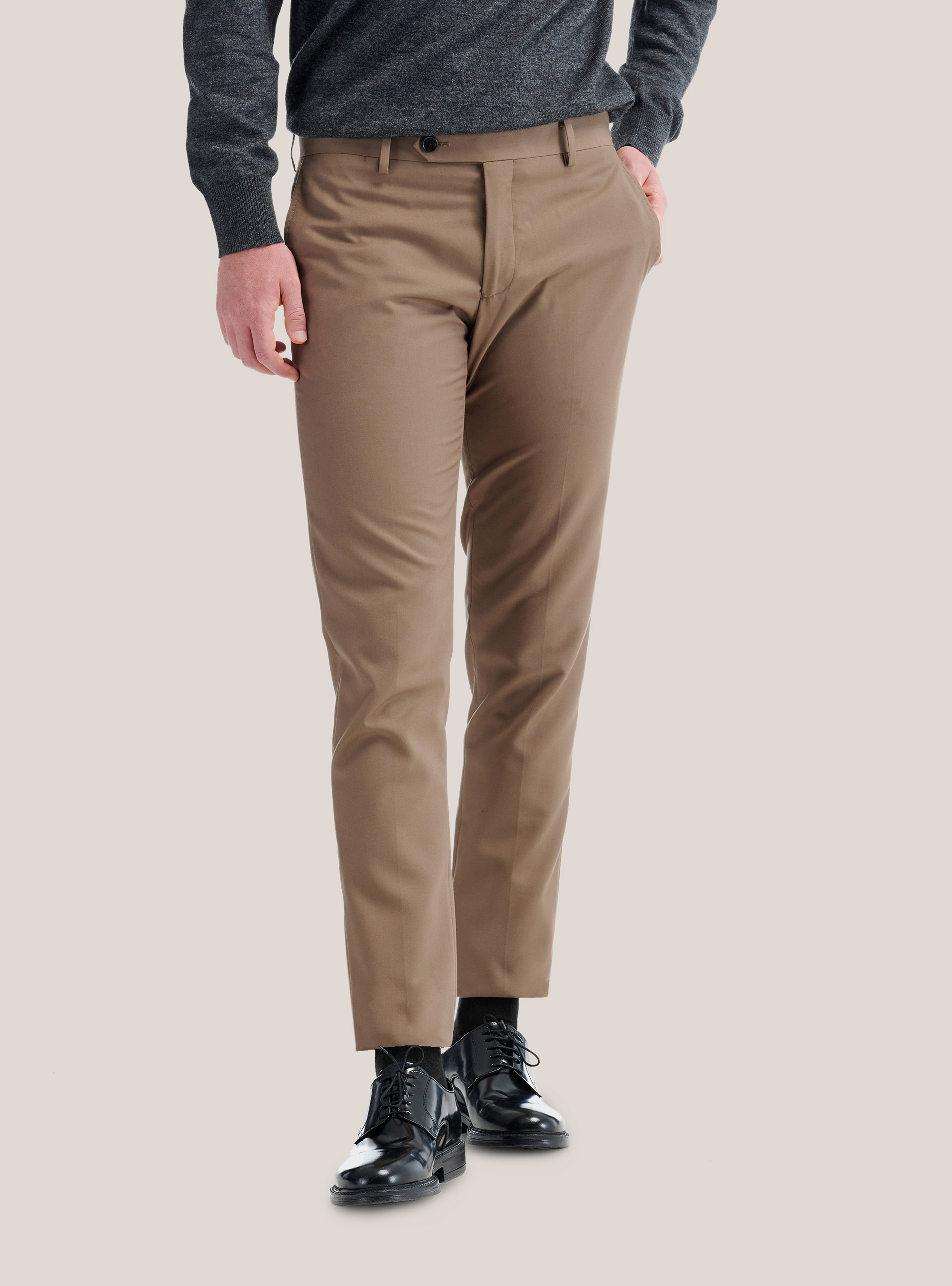 Solid color suit trousers, BEIGE