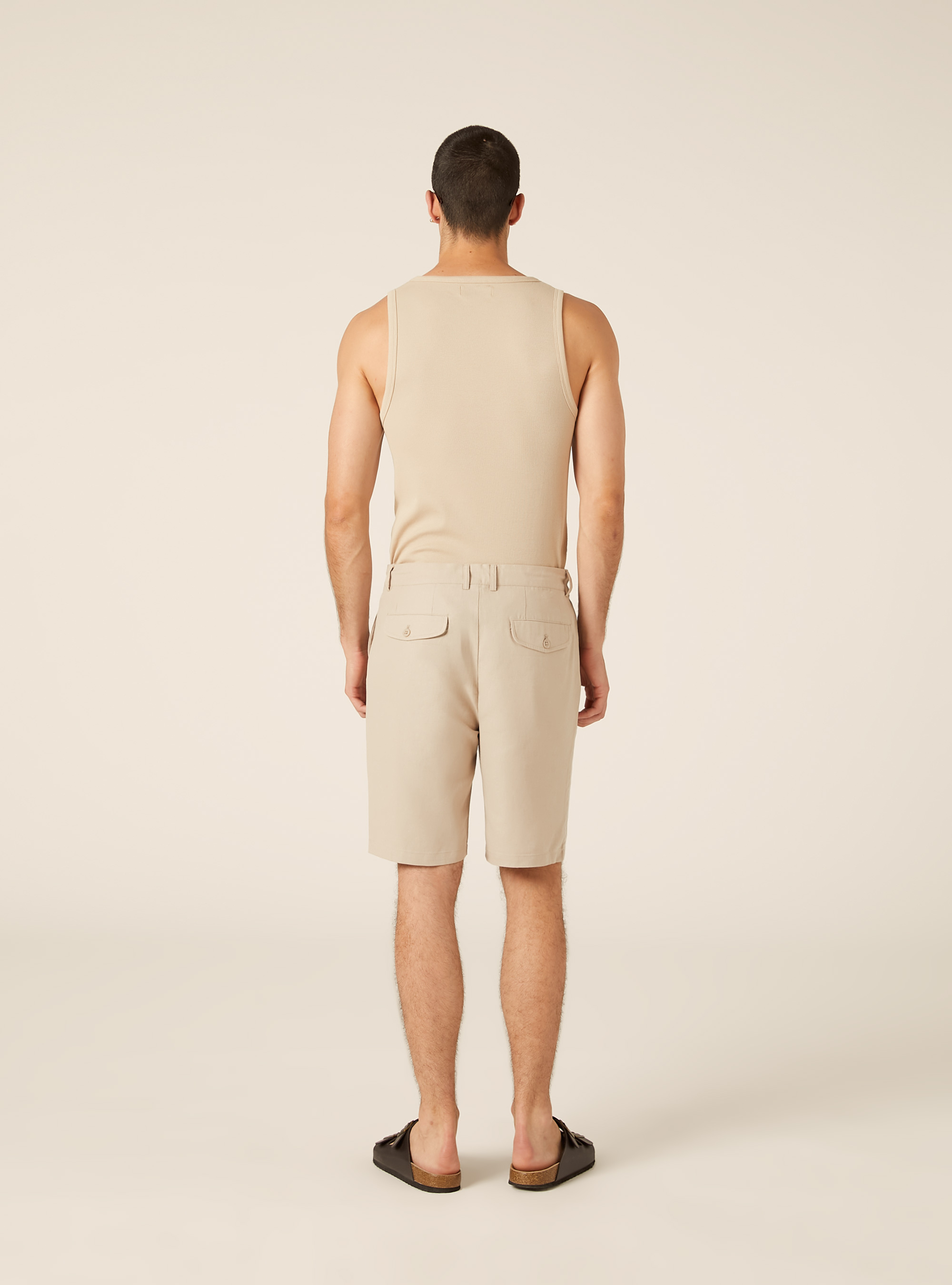 Bermuda basico una pince in misto lino, BG2 BEIGE MEDIUM