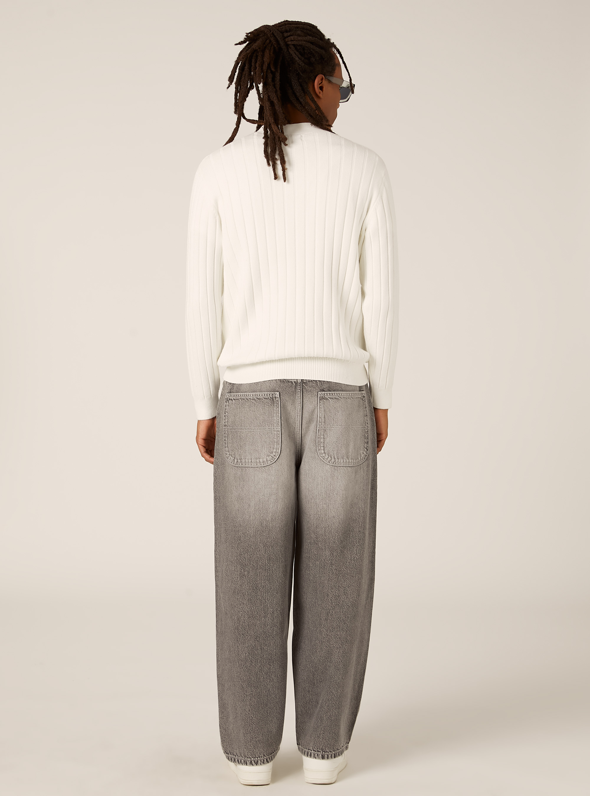 Cardigan  in rib, WH2 WHITE