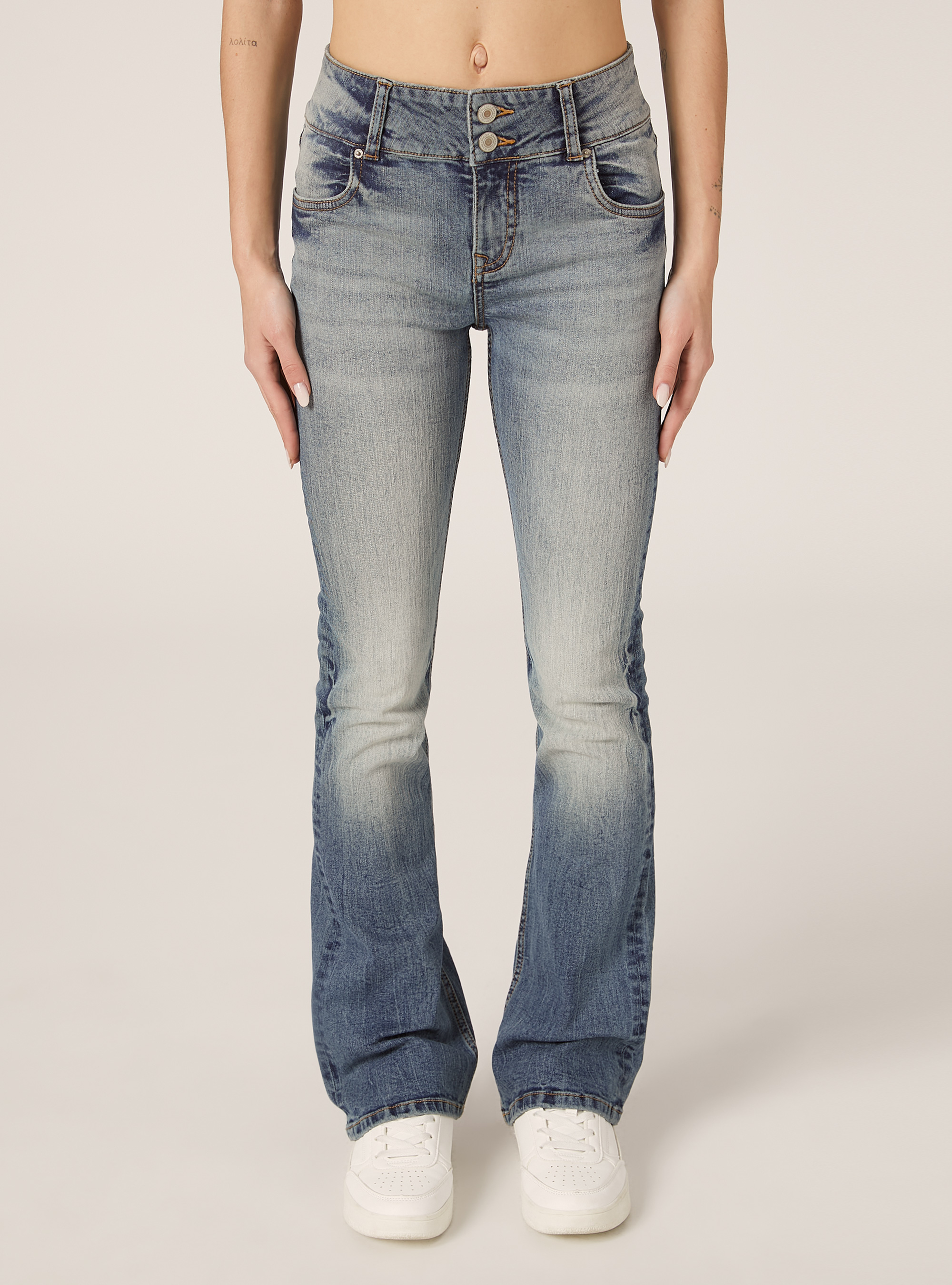 Jeans bootcut low waist, D003 MEDIUM BLUE