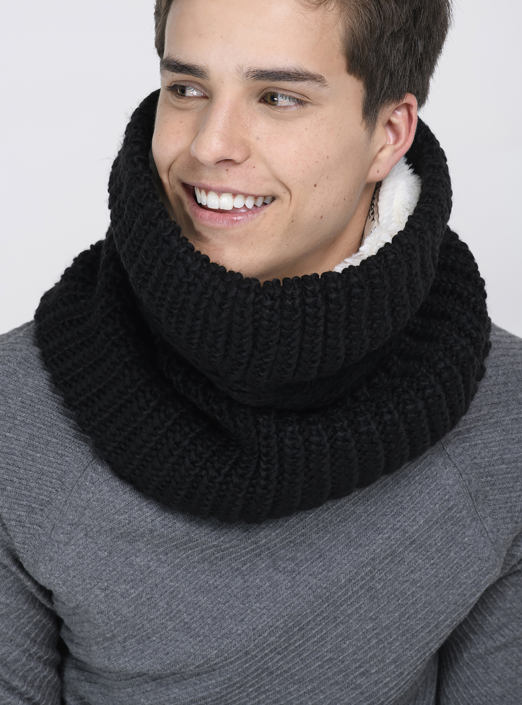 Collo tinta unita con treccia, BLACK