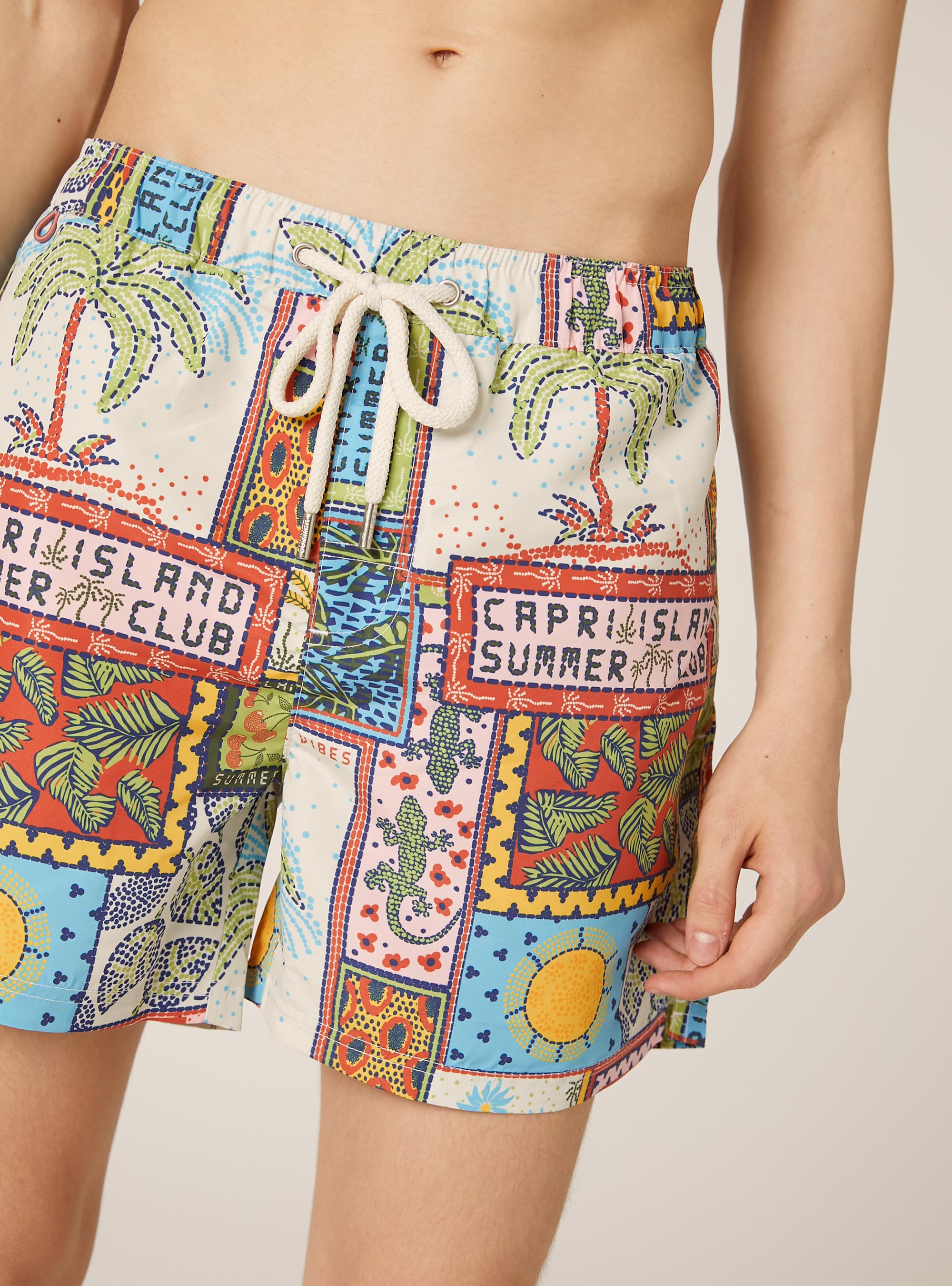 Costume con stampa tropicale, YE2 YELLOW MEDIUM