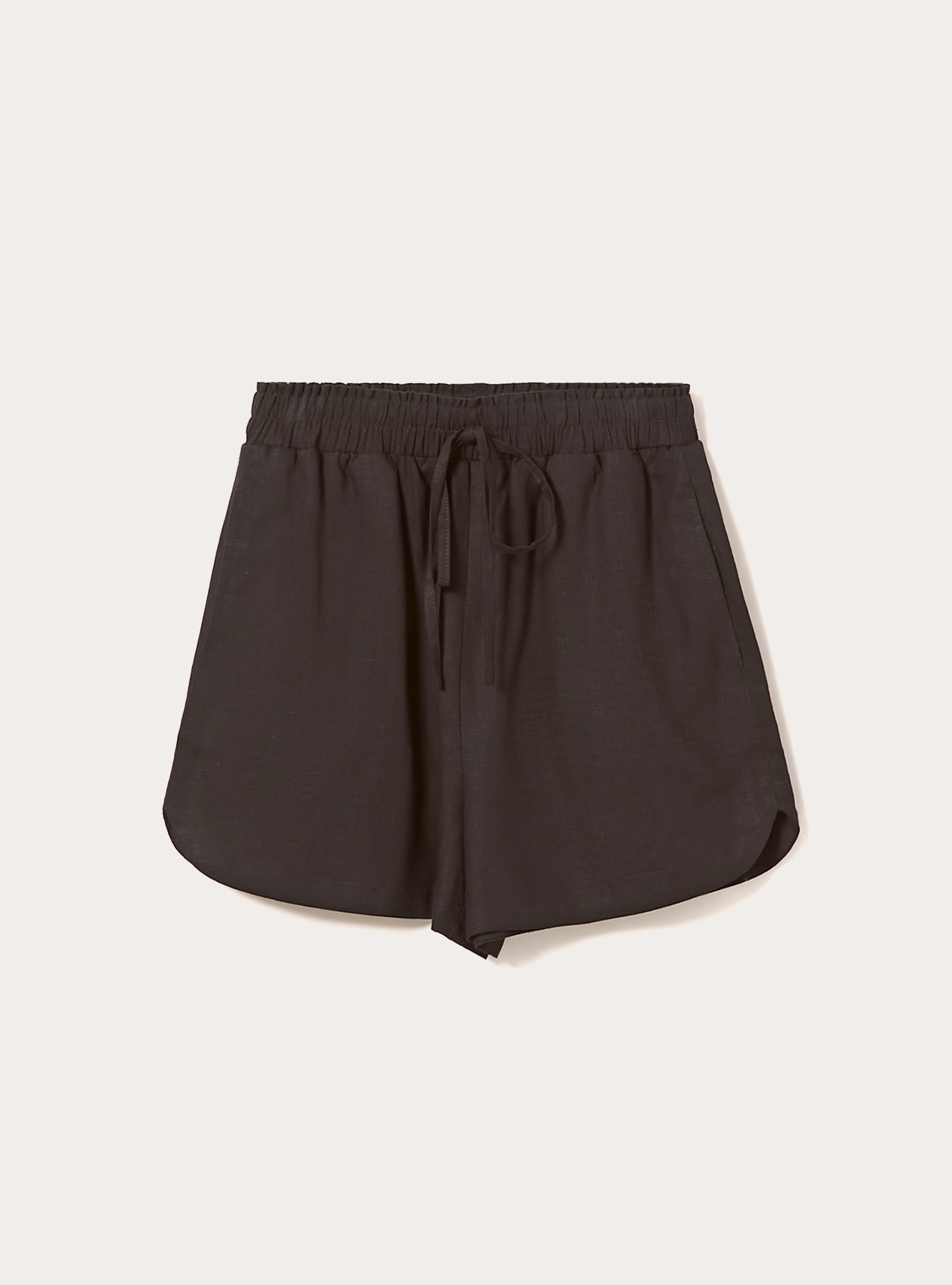 Shorts in misto lino, NERO