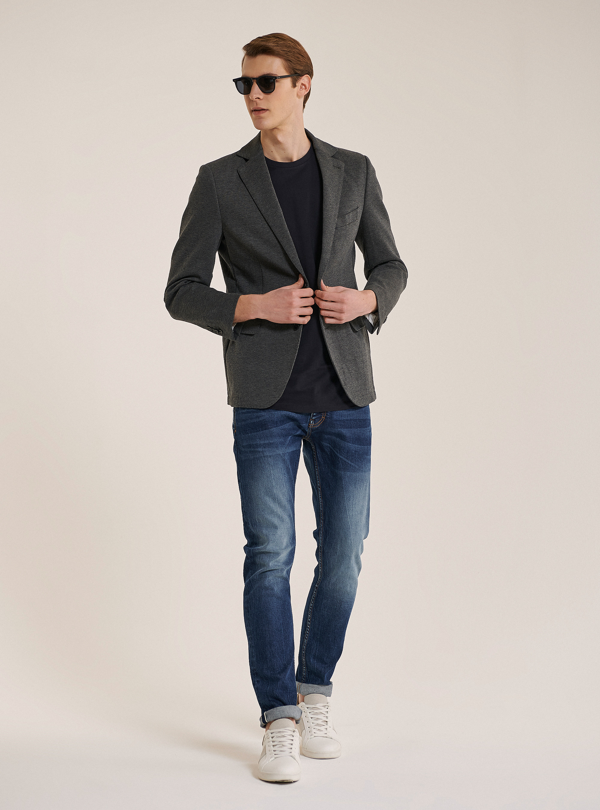 Blazer aus Baumwolle Piquet, C137 GREY