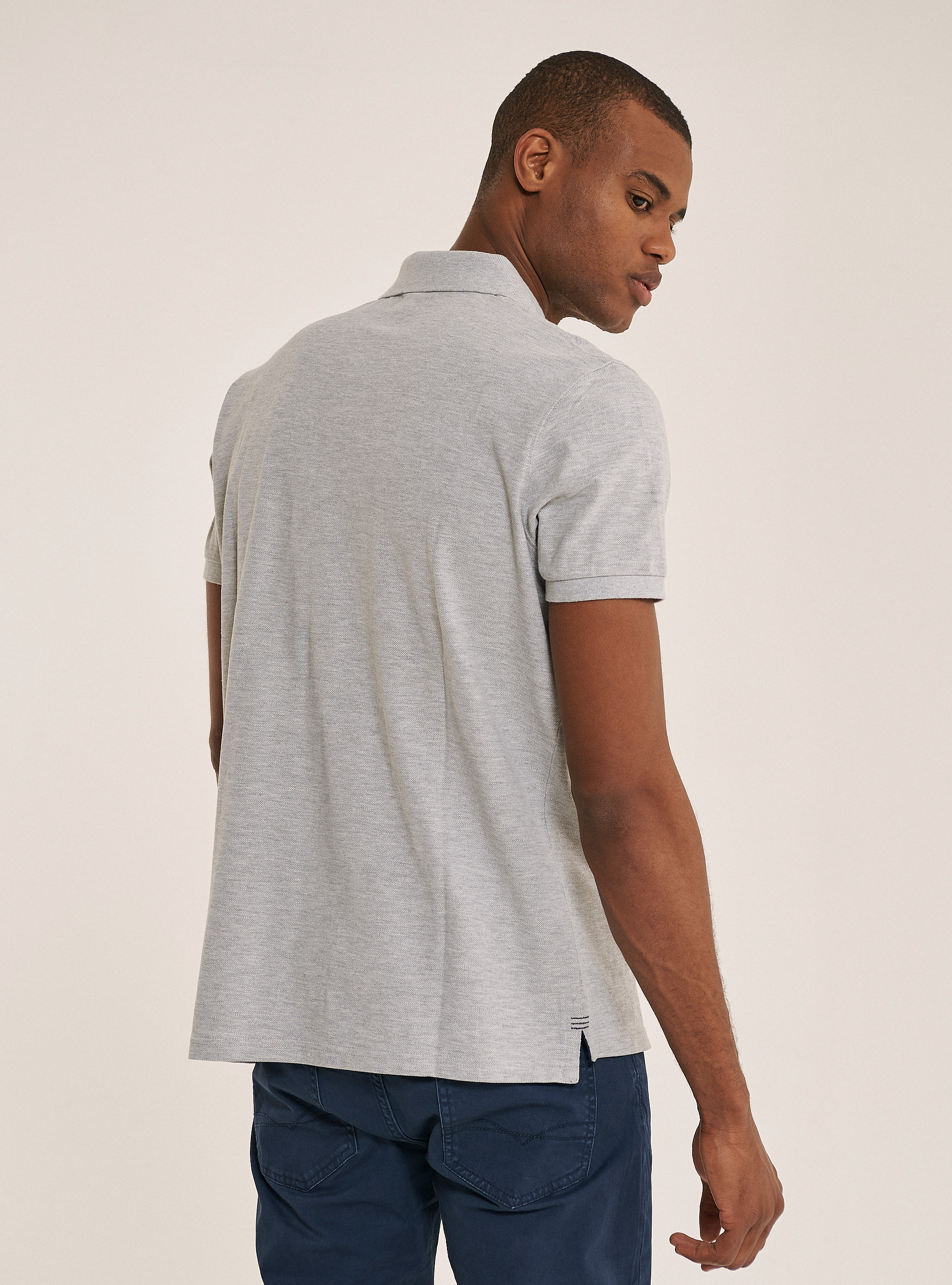 Polo en coton piqué avec logo, C143 LIGHT GREY M