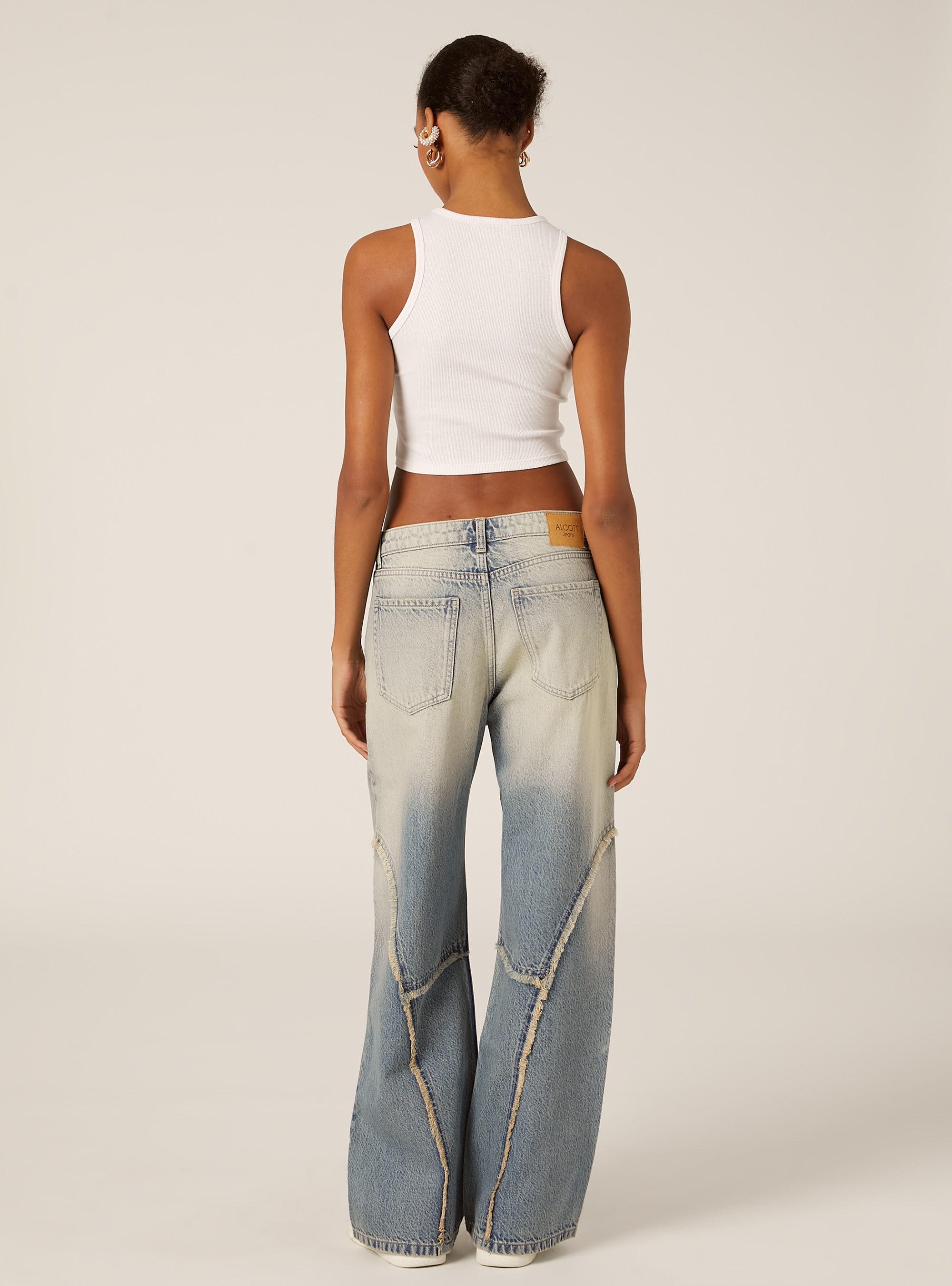 Jeans baggy con frange, D005 LIGHT BLUE