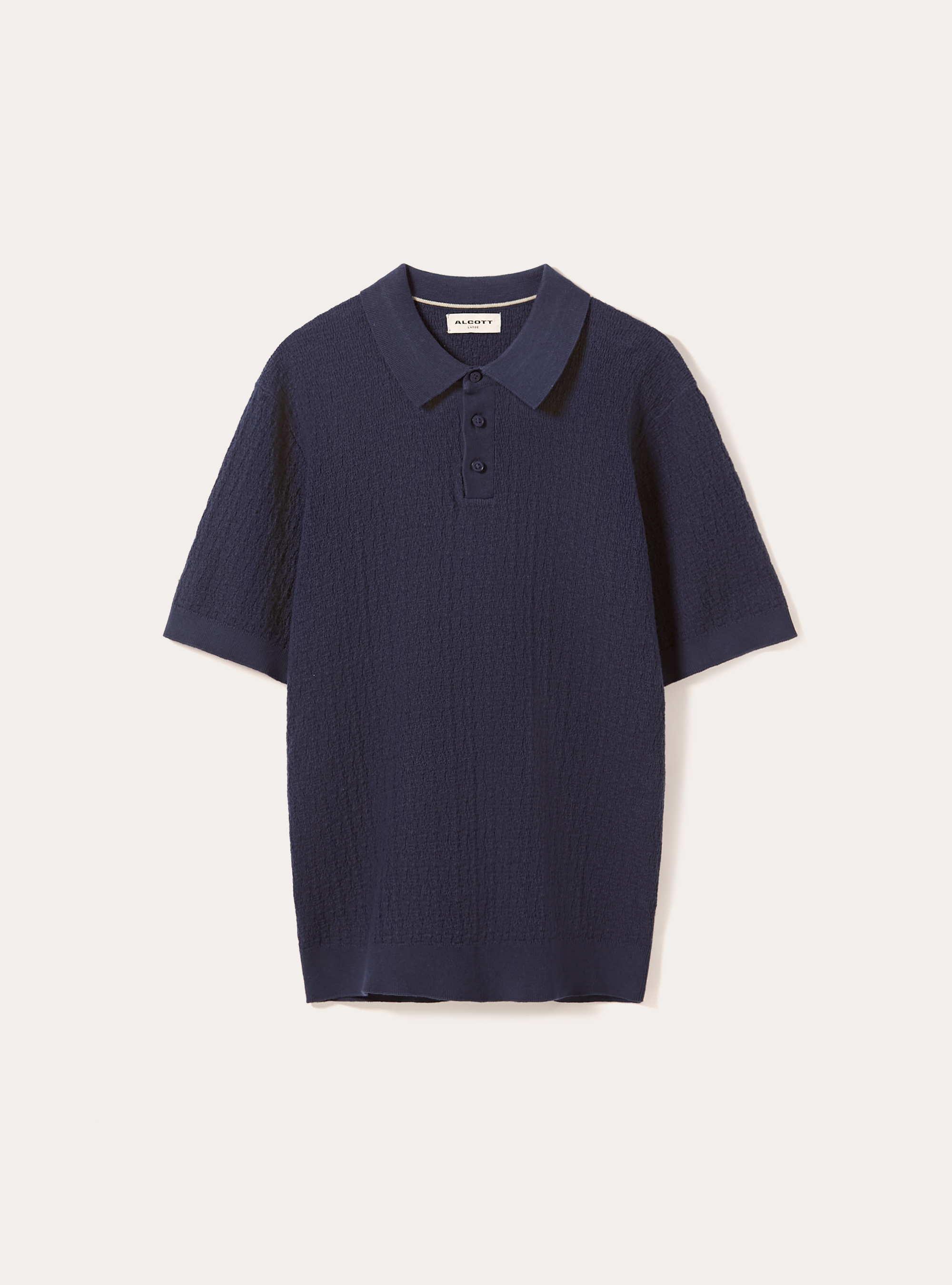 Polo en maille textur&eacute;e, MNA2 NAVY MEL MED
