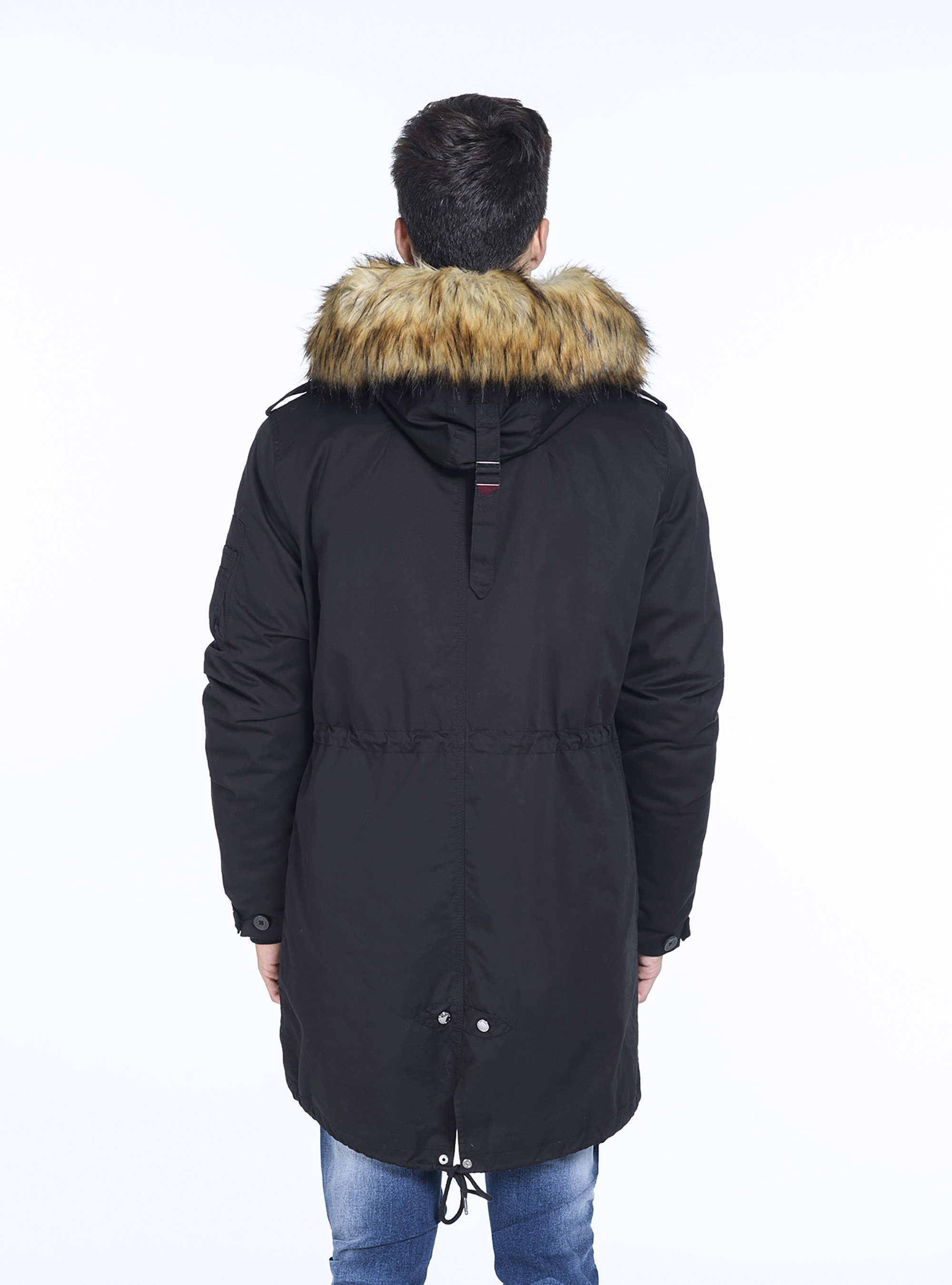 Parka-type jacket with hood, C101 BLACK