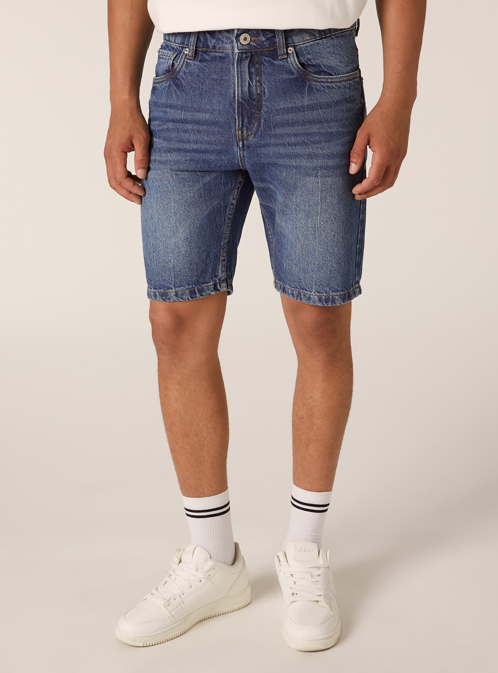 Regular Fit Denim Bermuda Shorts, D002 MEDIUM DARK BLUE