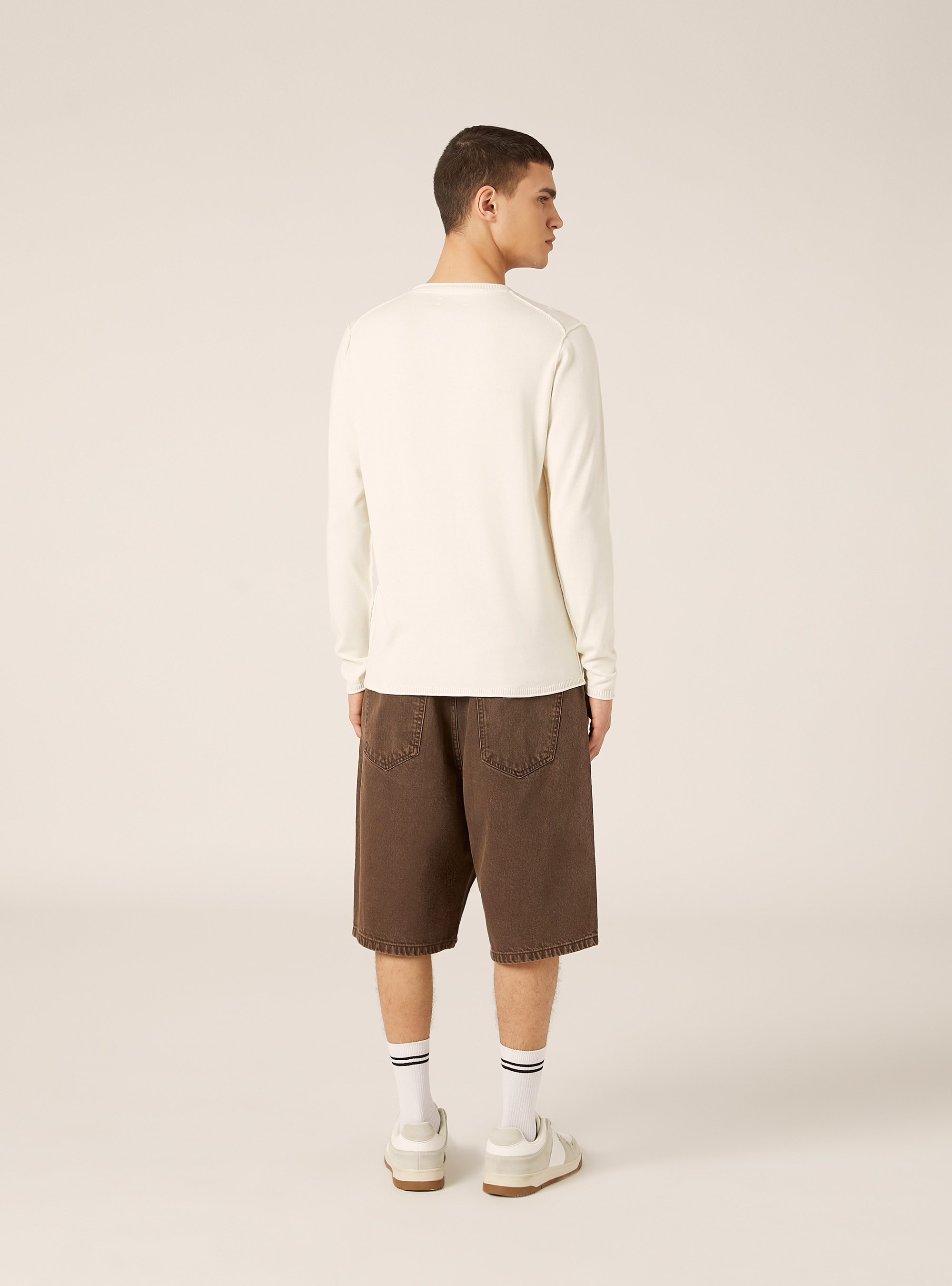 Pullover girocollo in cotone, WH1 OFF WHITE
