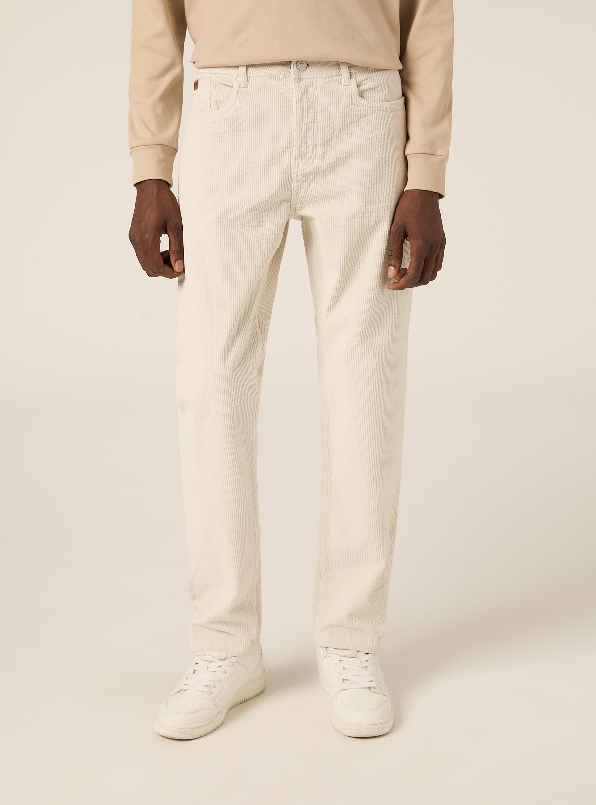 Pantalones pitillo de pana acanalada, WH1 OFF WHITE