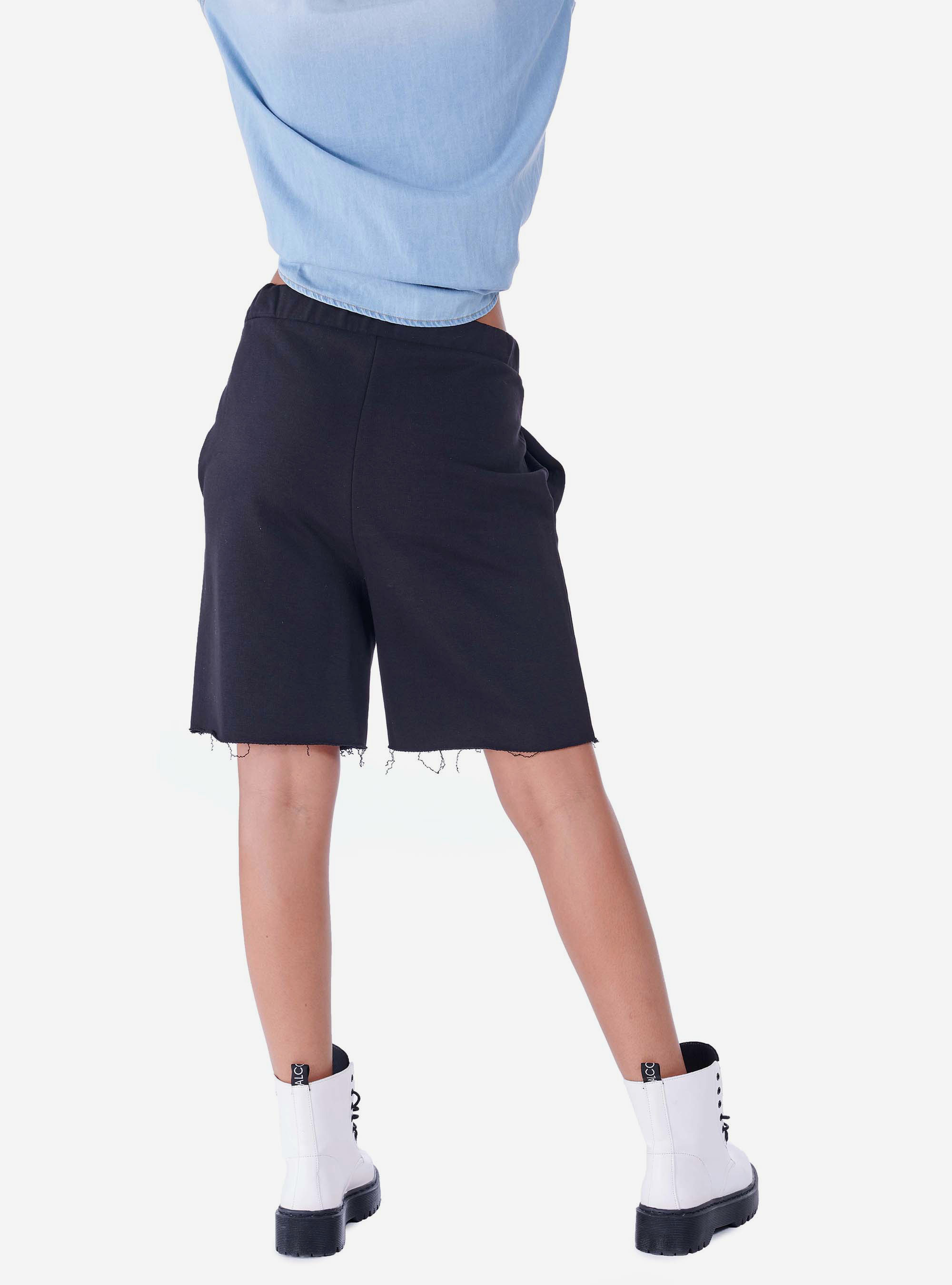 Shorts di felpa, BLACK