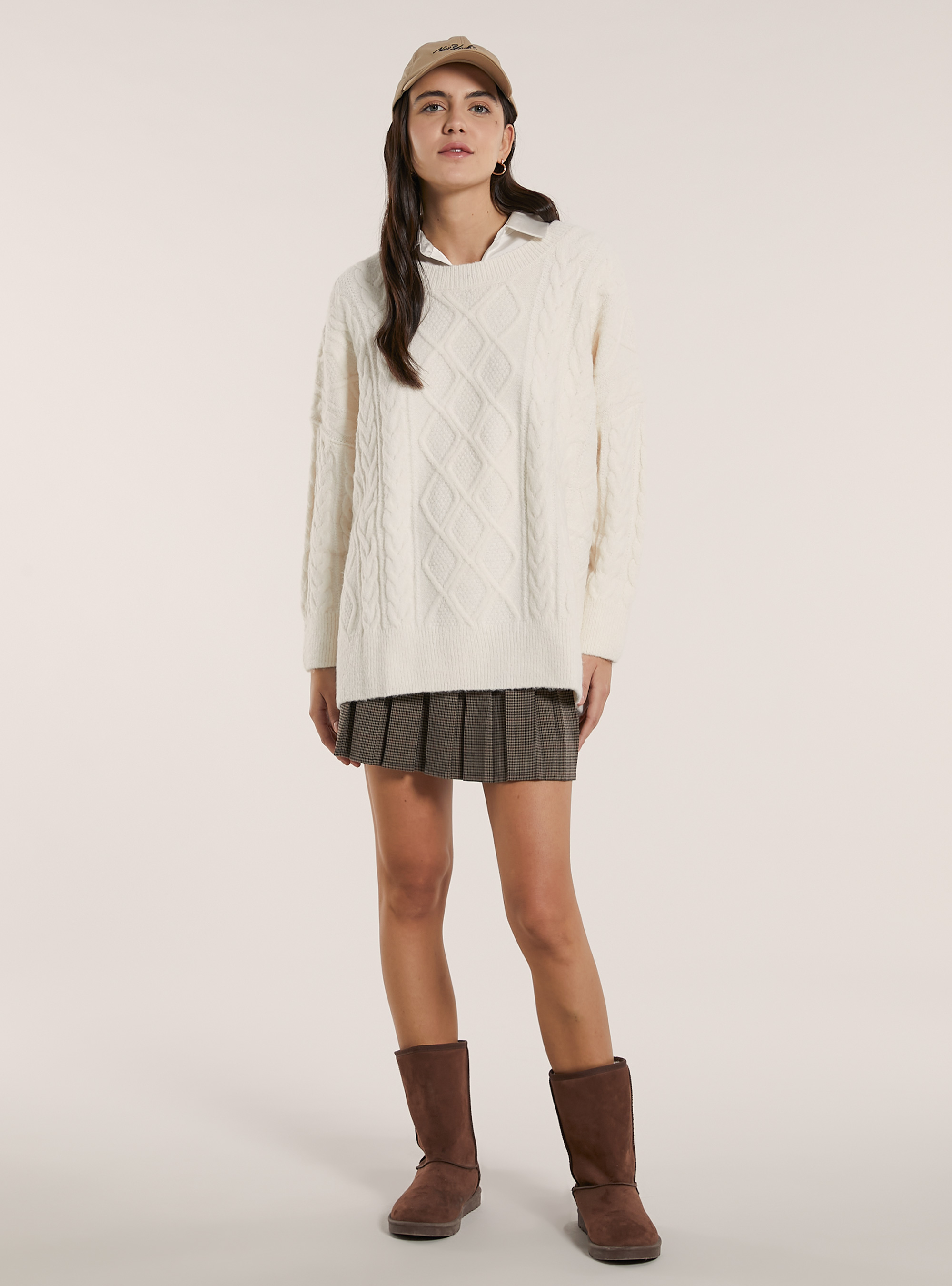 Pullover over a trecce, WH2 WHITE