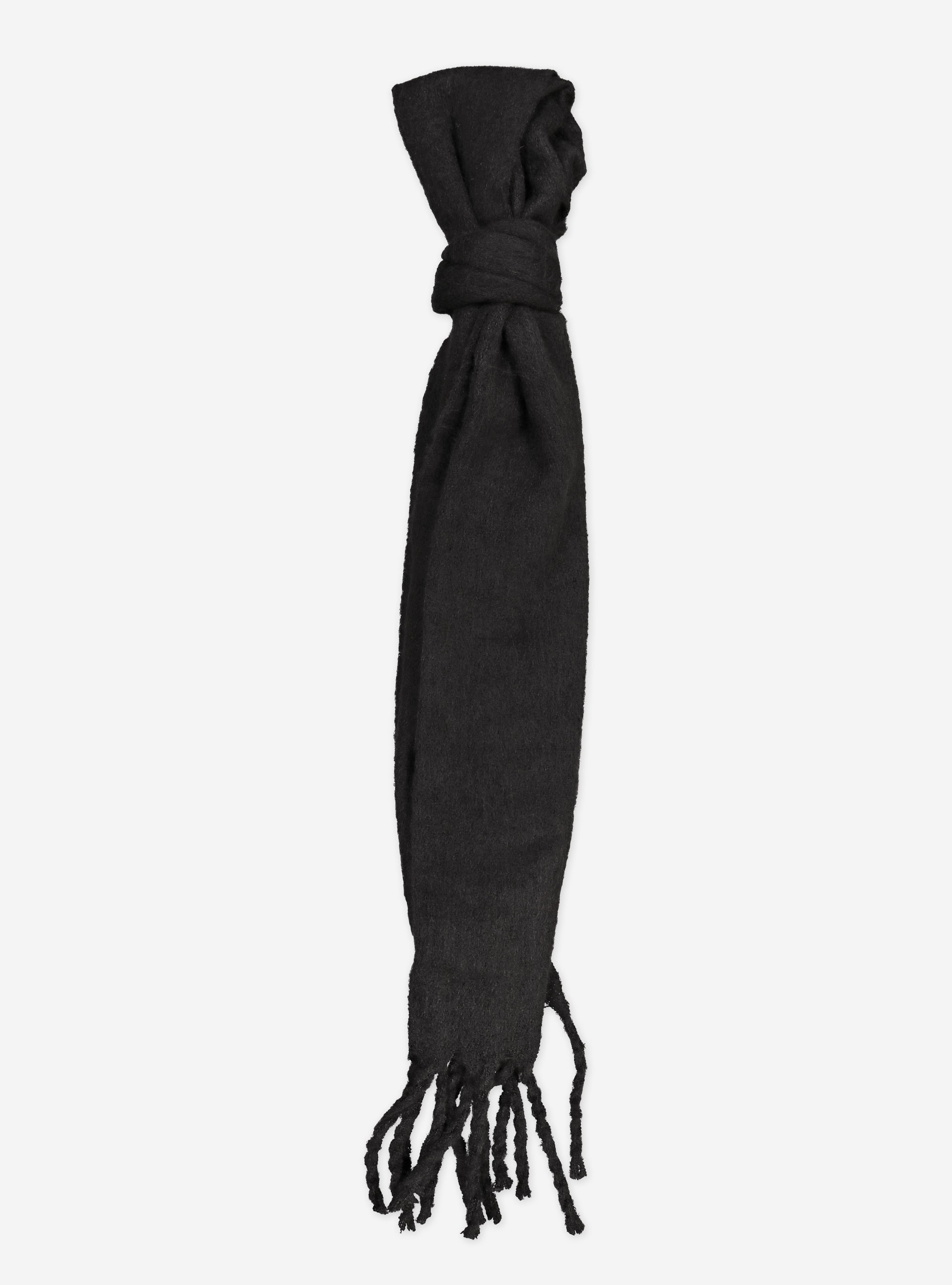 SCARF WITH FRINGE, BLACK