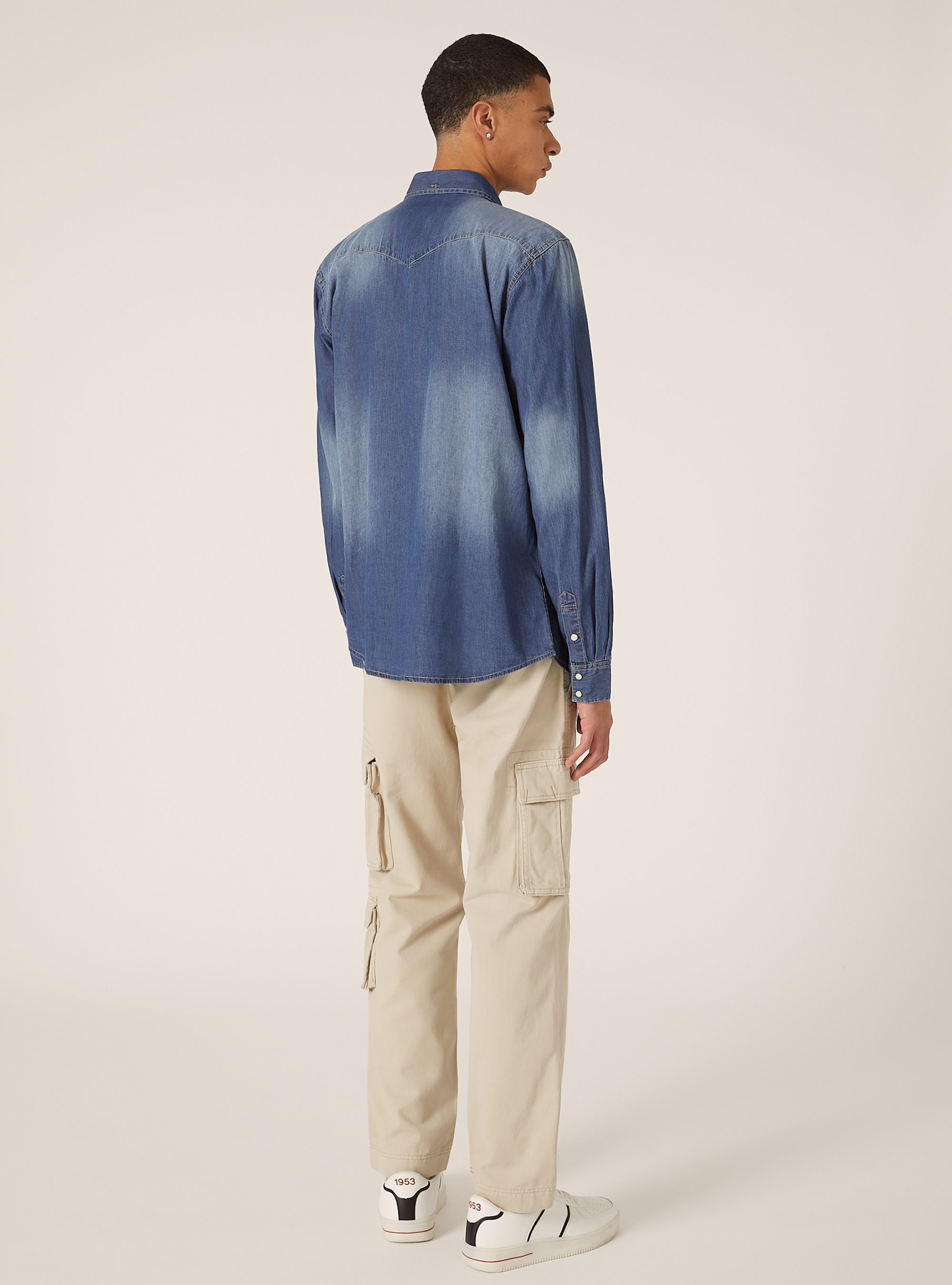 Camicia in denim basica, D003 MEDIUM BLUE