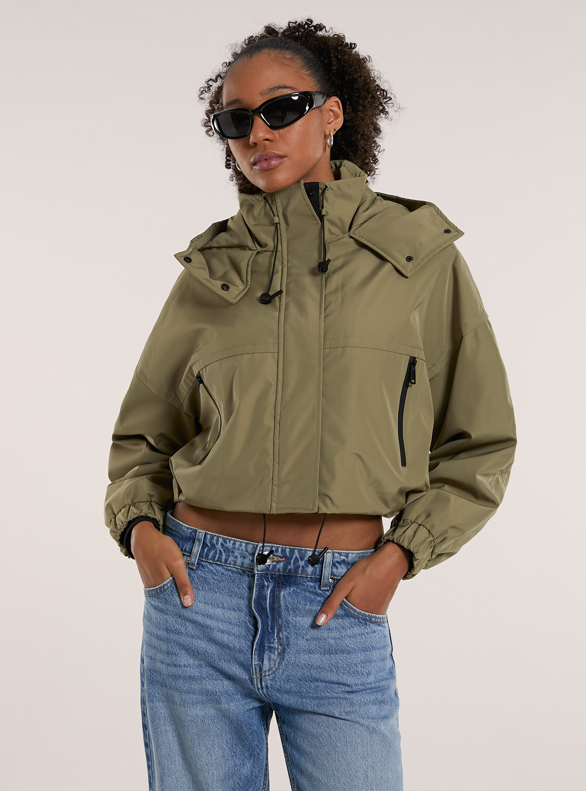 Lightweight cropped padded jacket, KY2 KAKY MEDIUM