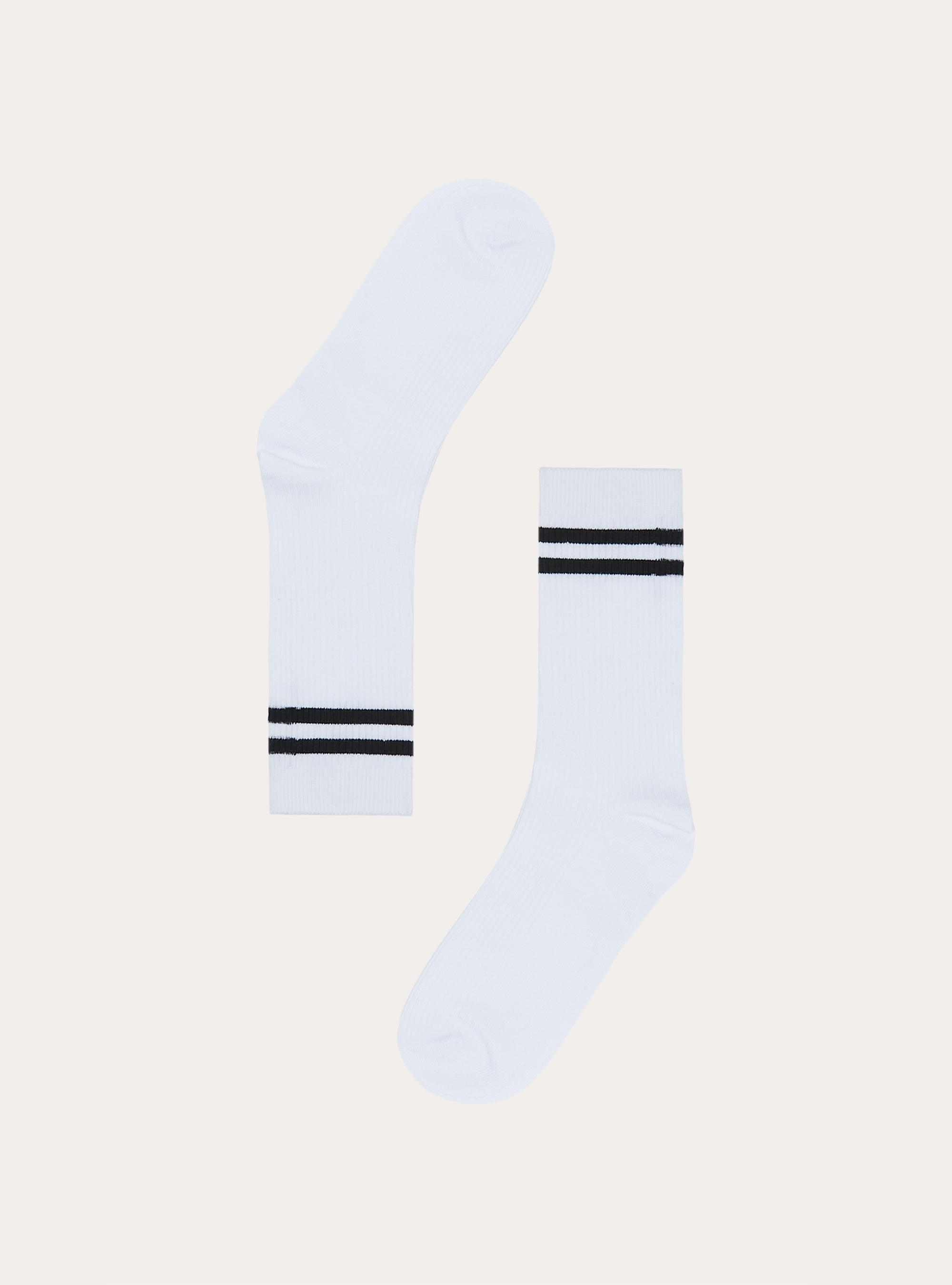 Calzino alto con righe unisex, WH2 WHITE
