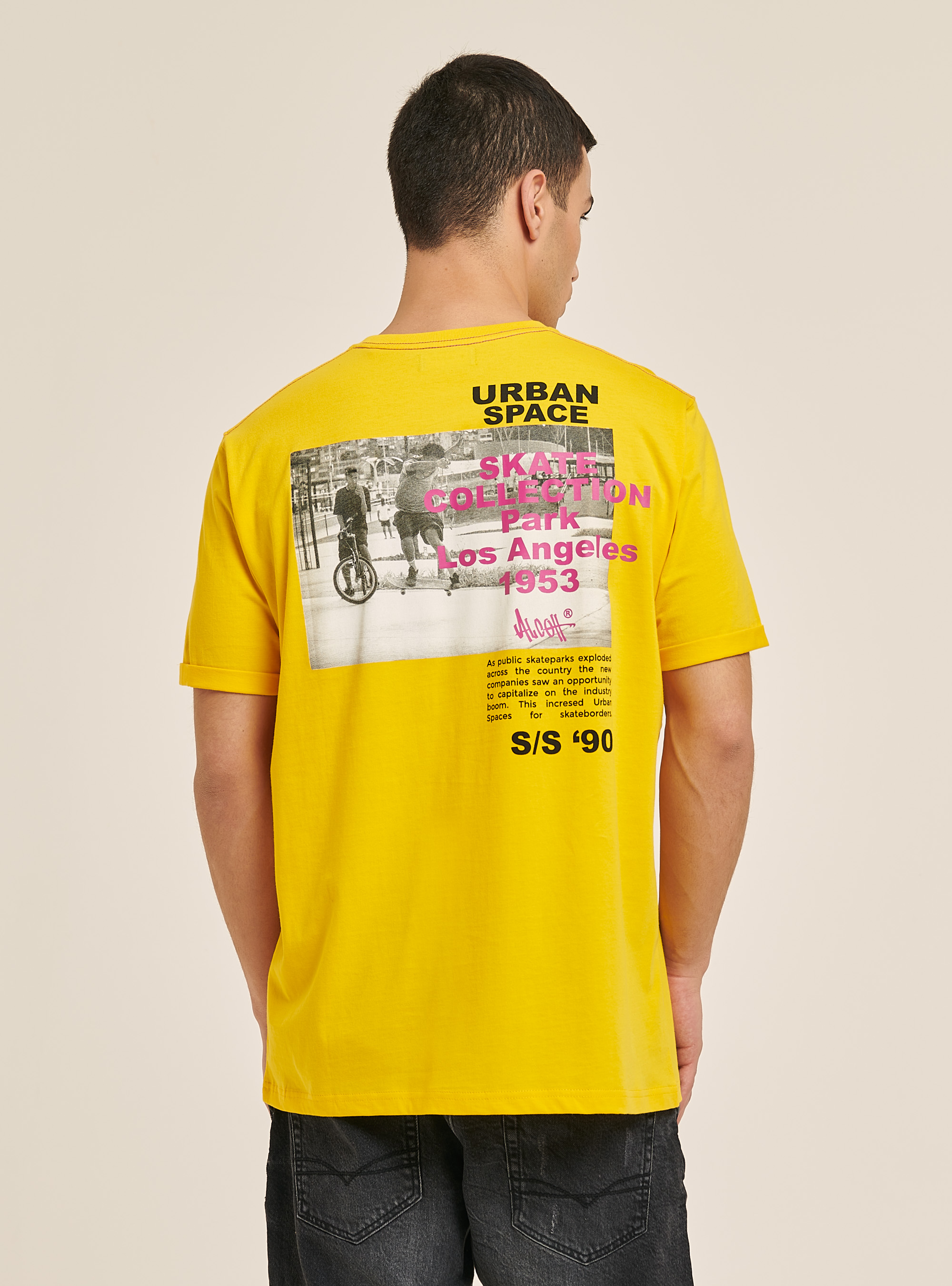 T-shirt with front and back graphic print, C7750 YELLOW
