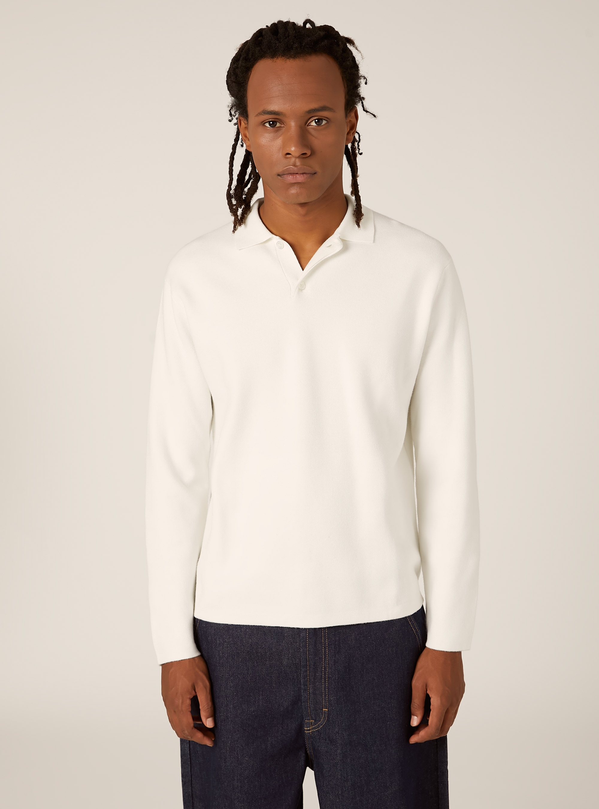 Polo in maglia in misto viscosa, WH2 WHITE