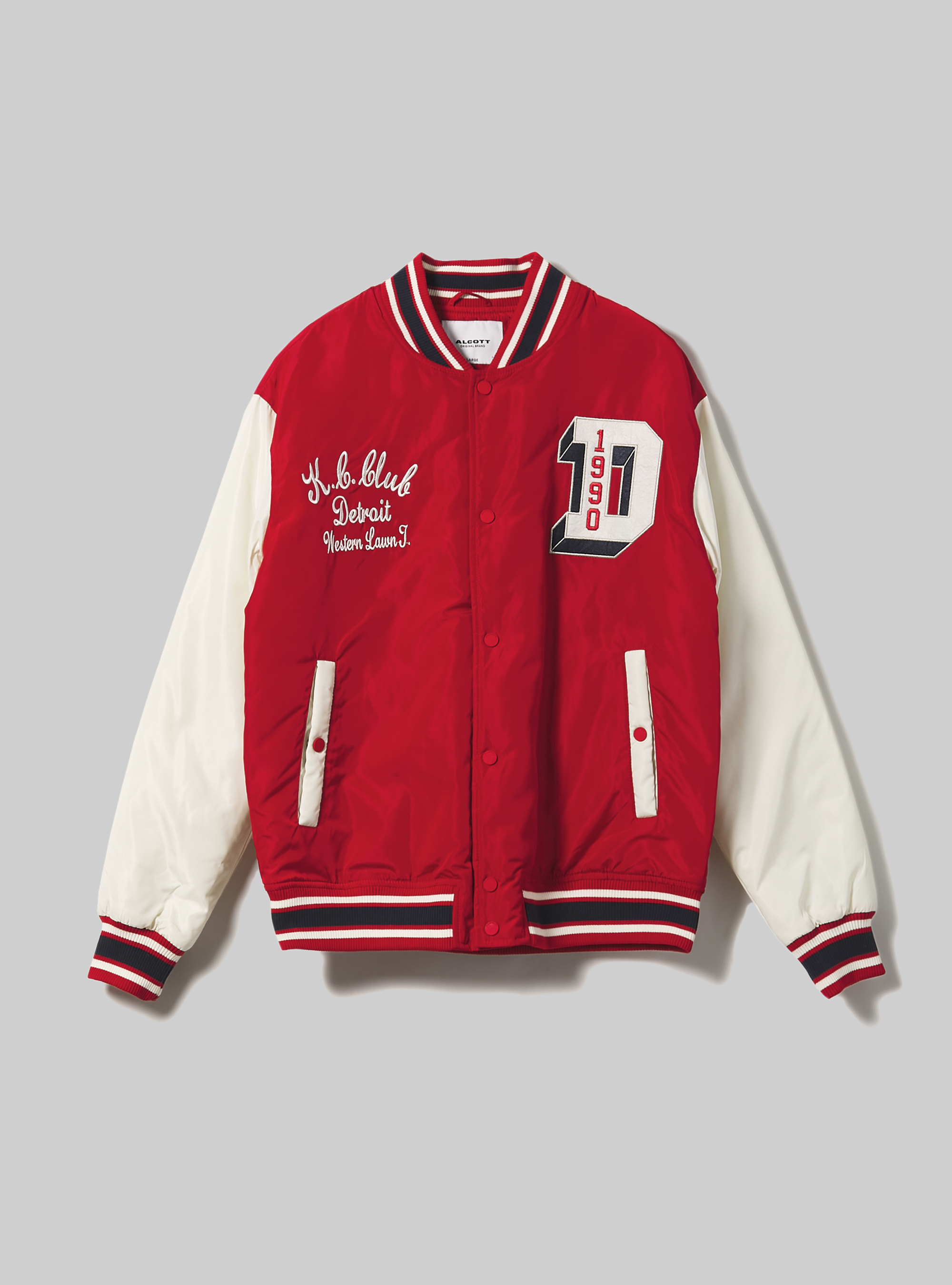 College-style bomber jacket with recycled padding, RD2 RED MEDIUM