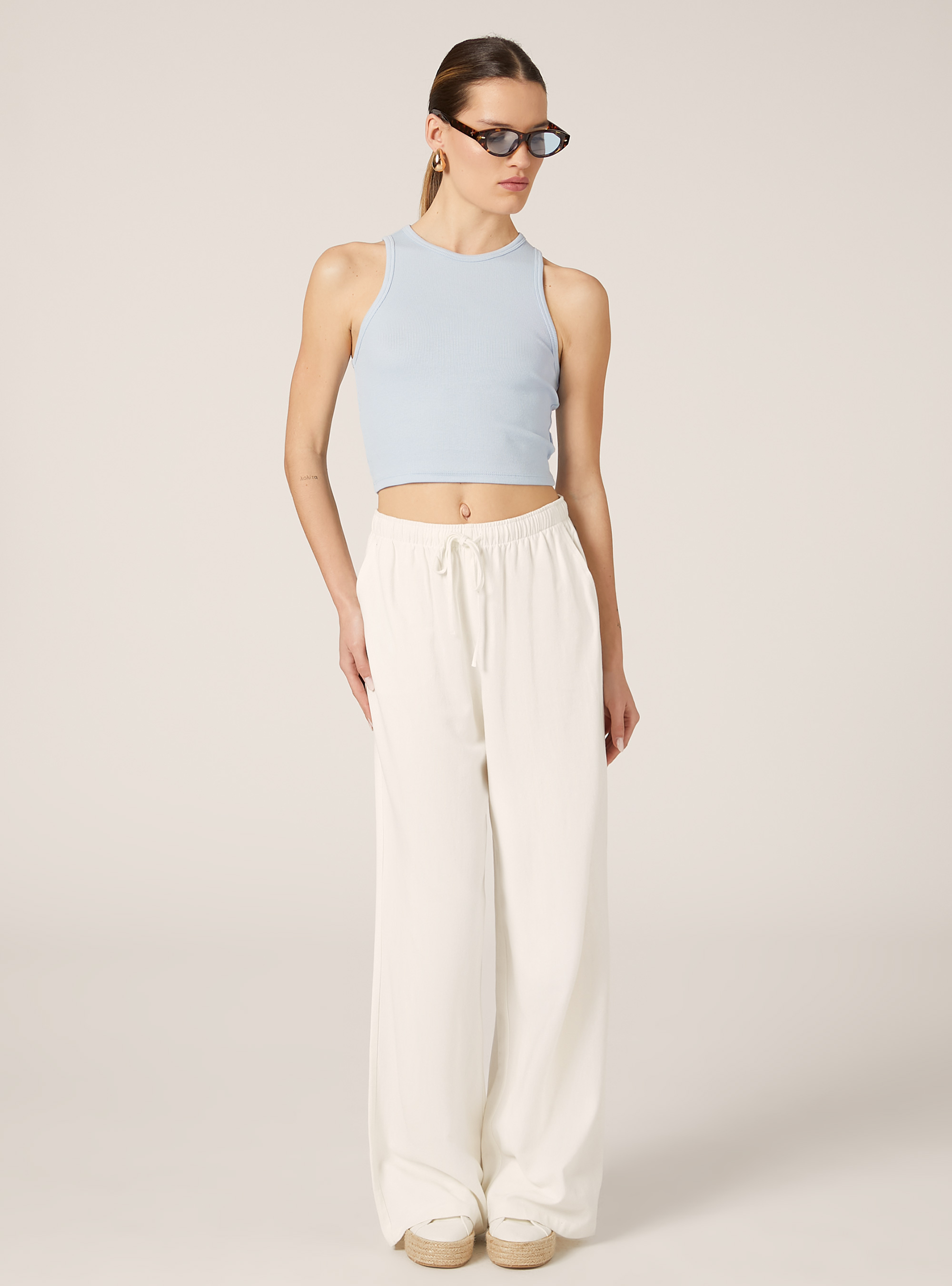 Gek&uuml;rztes Tank-Top aus Rippe, IN3 INDIGO LIGHT