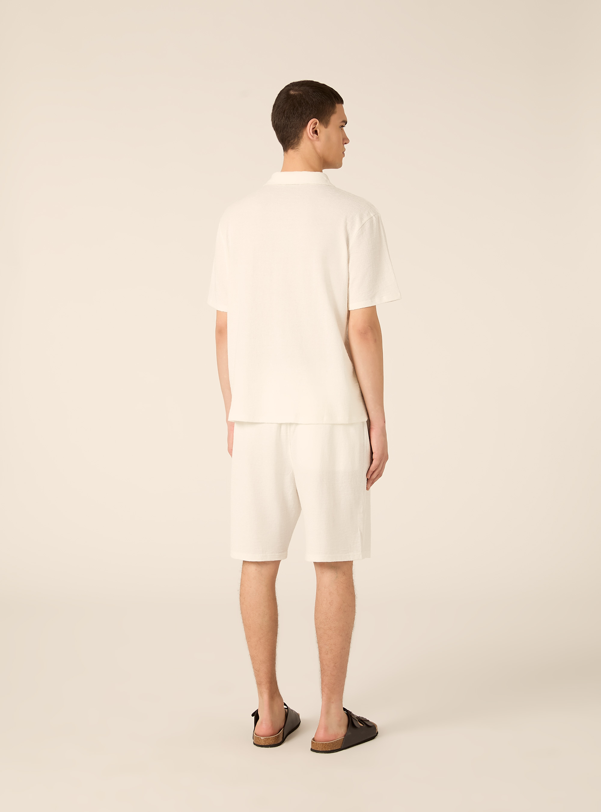 Camicia bowling in jersey texture regular fit, WH2 WHITE