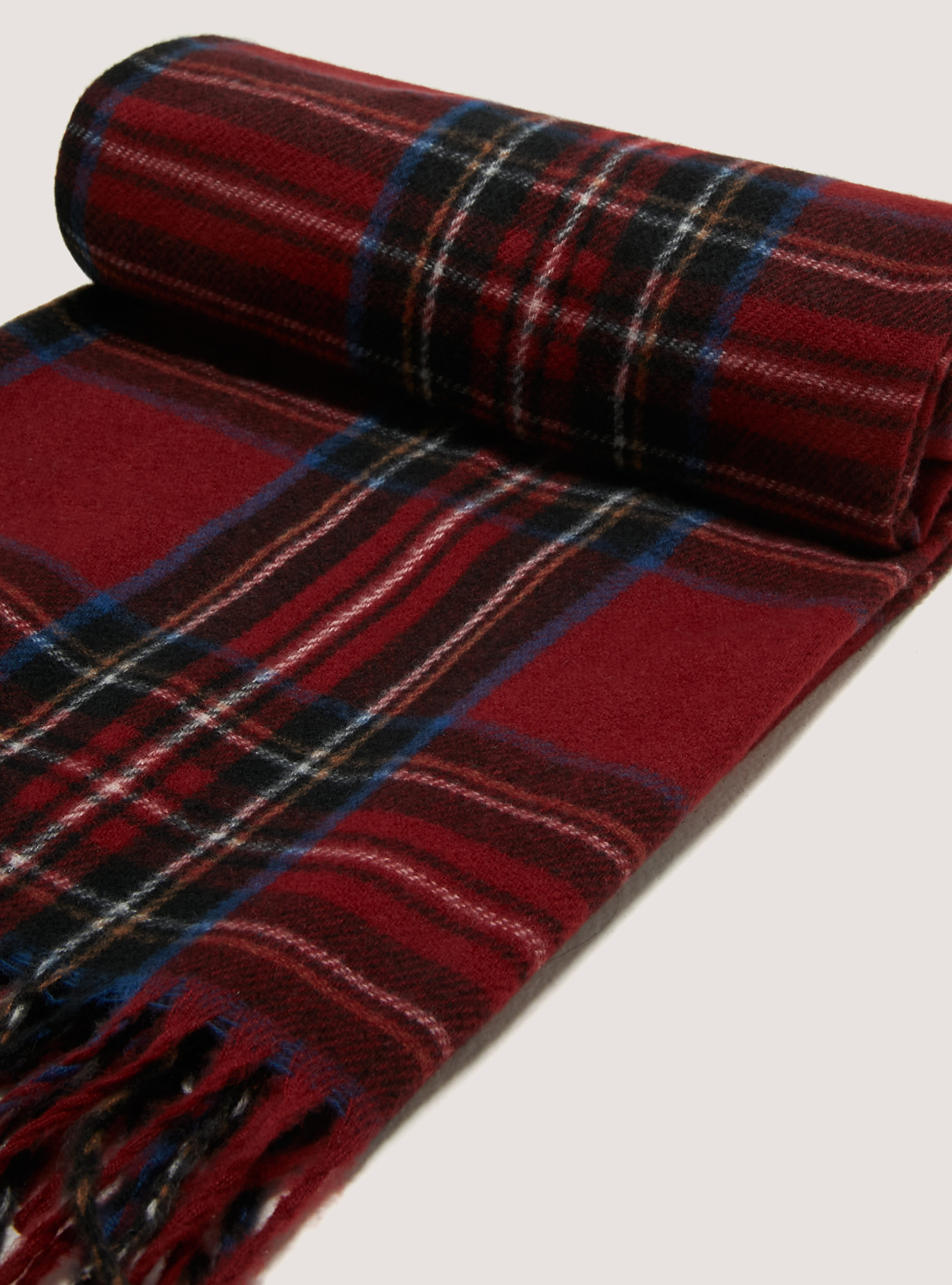 Sciarpa a quadri con frange, ROJO A CUADROS