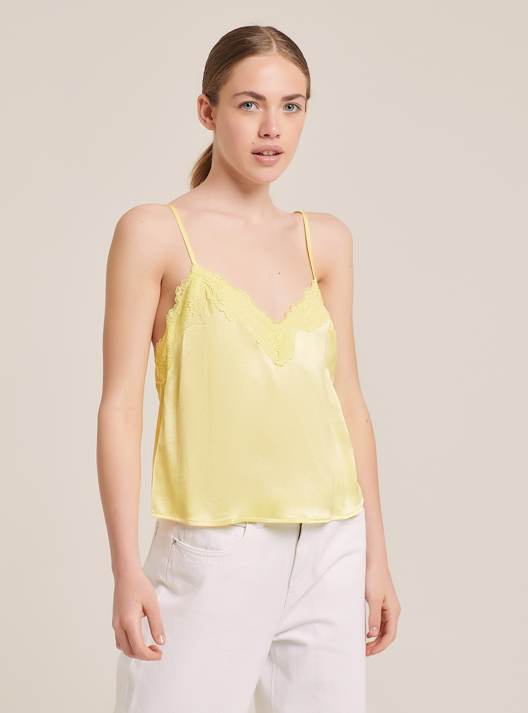 Haut de lingerie en dentelle, C785 YELLOW