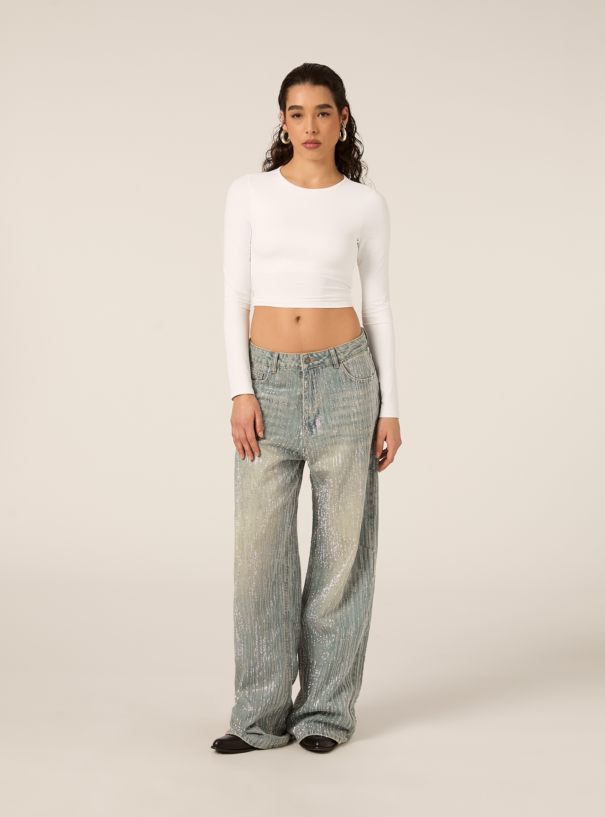 Maglia cropped con schiena scoperta, WH2 WHITE