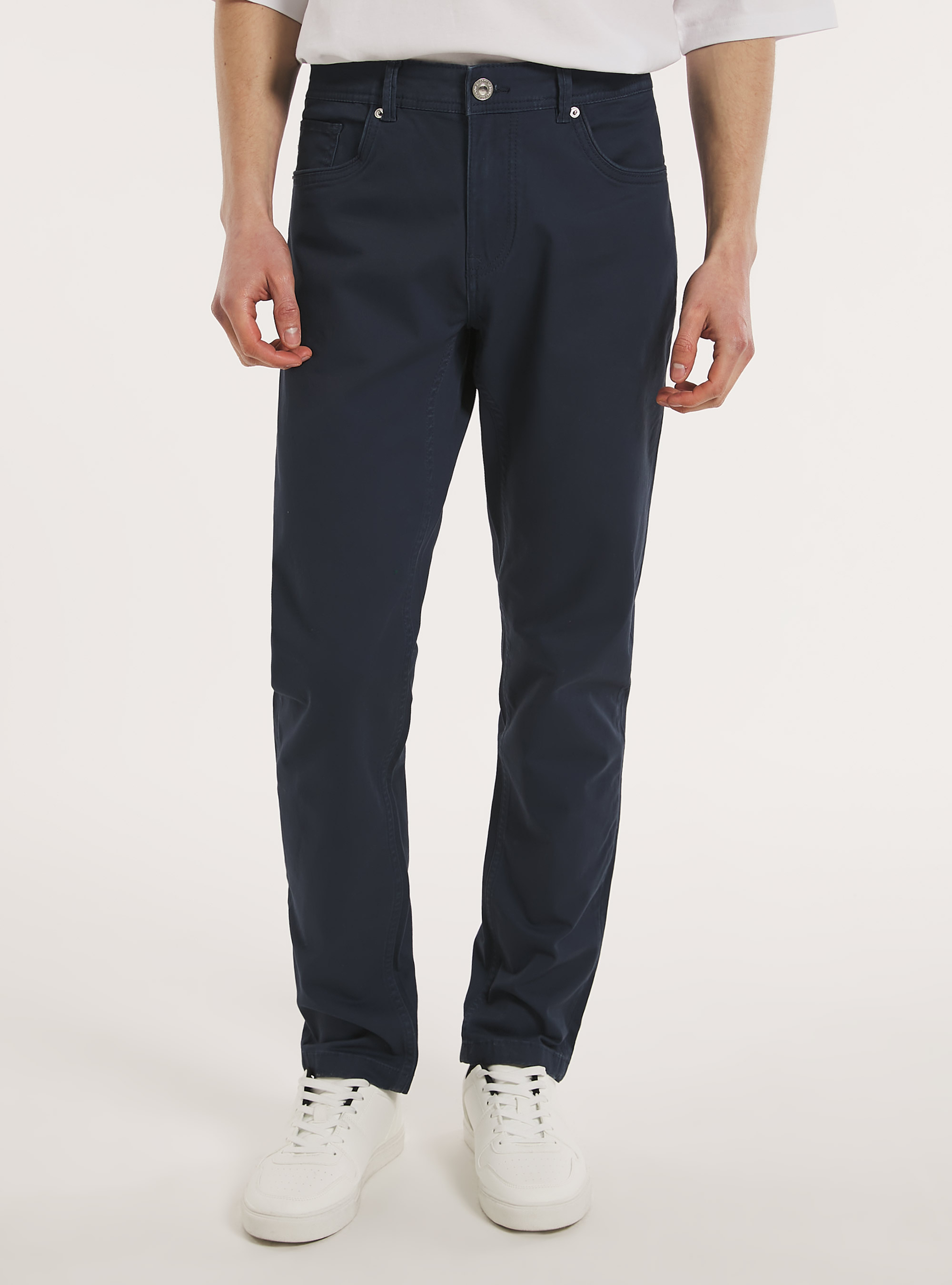 Pantaloni skinny fit in cotone, BL1 BLUE DARK