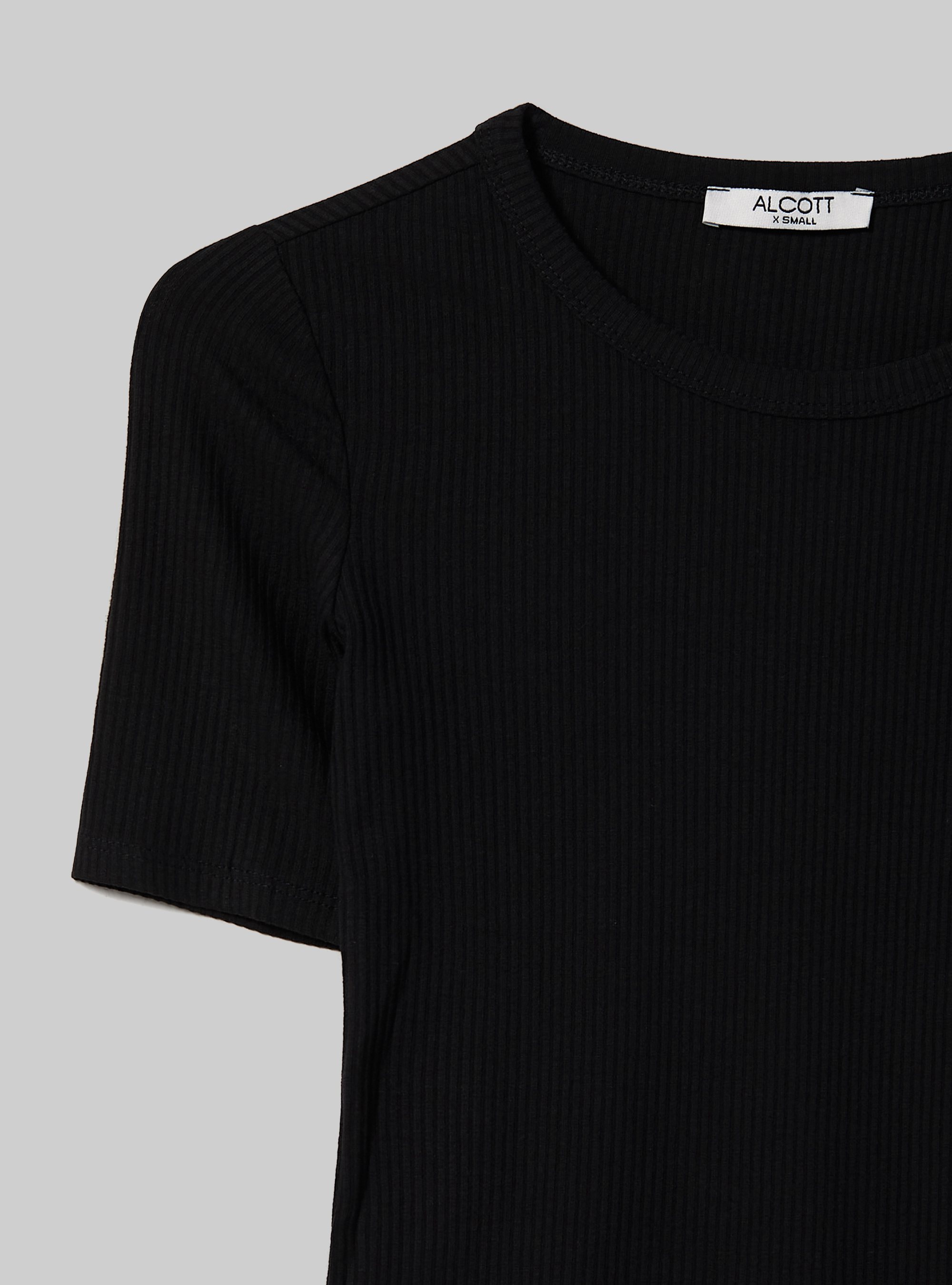 Ribbed short-sleeved bodysuit, BK1 BLACK