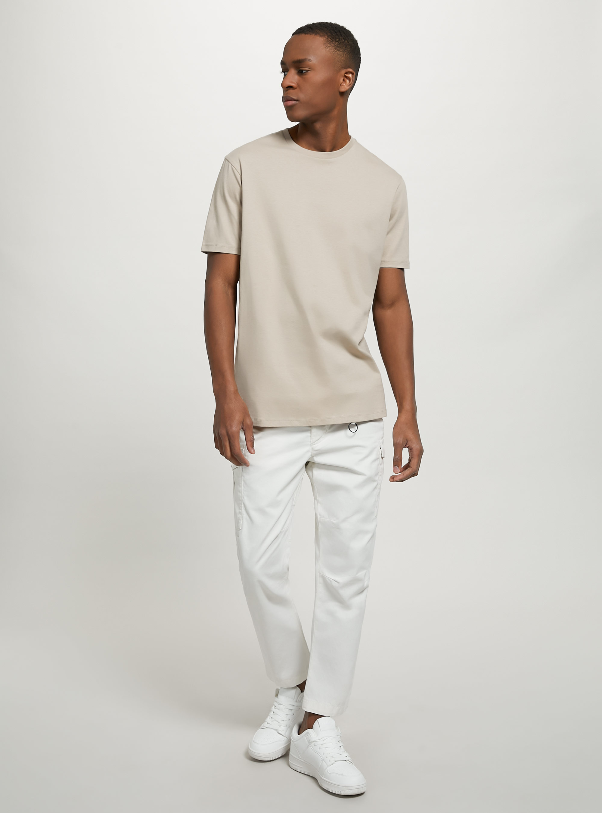 Crew-neck cotton T-shirt, BG2 BEIGE MEDIUM