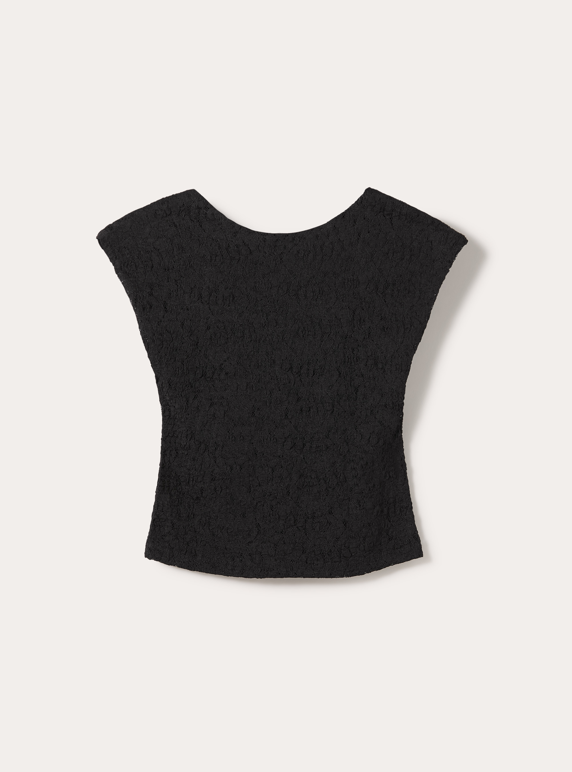 Maglietta in pizzo con schiena scoperta, BK1 BLACK