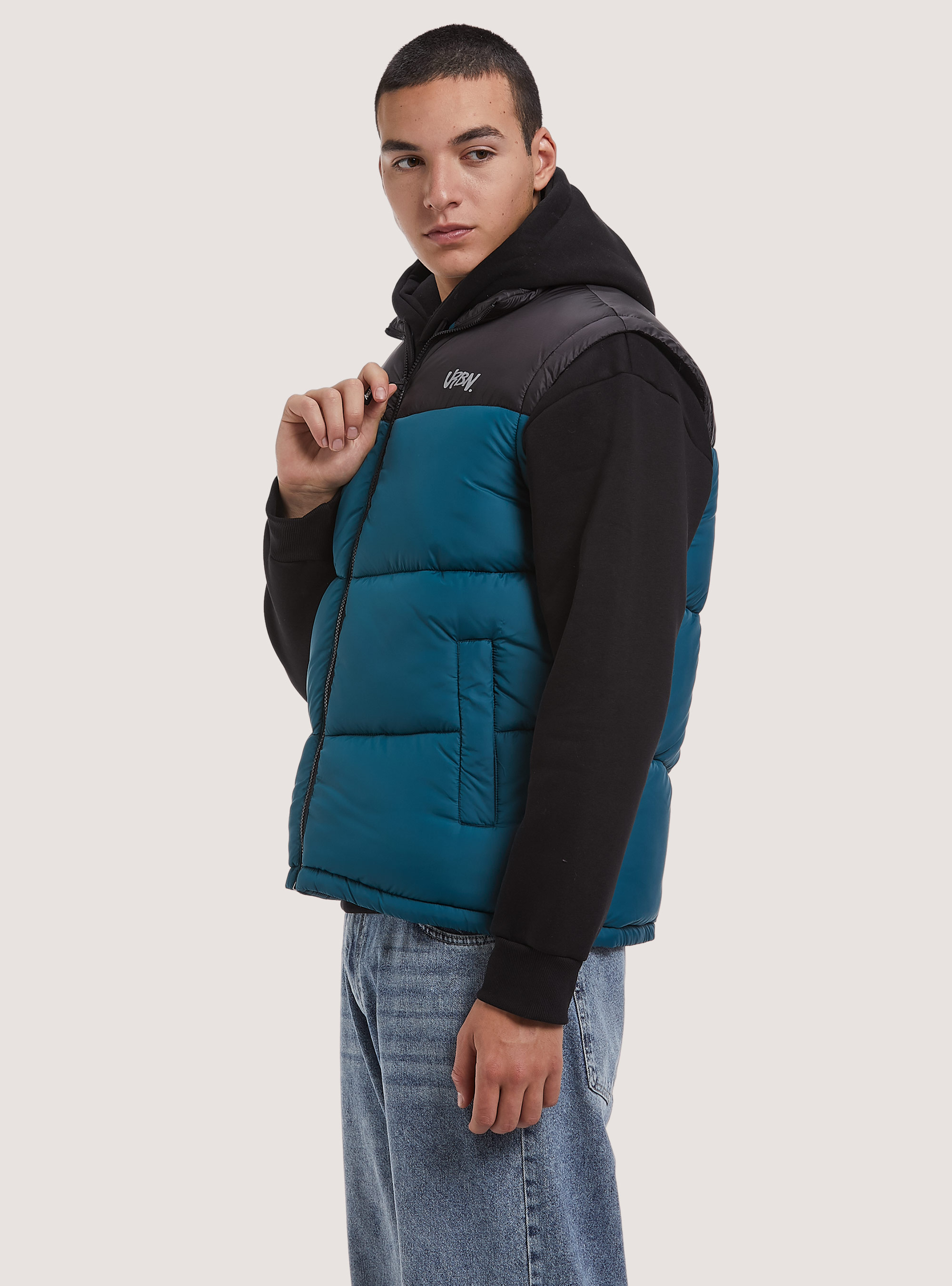 Colour block sleeveless with print, OB3 BLUE OIL LIGHT