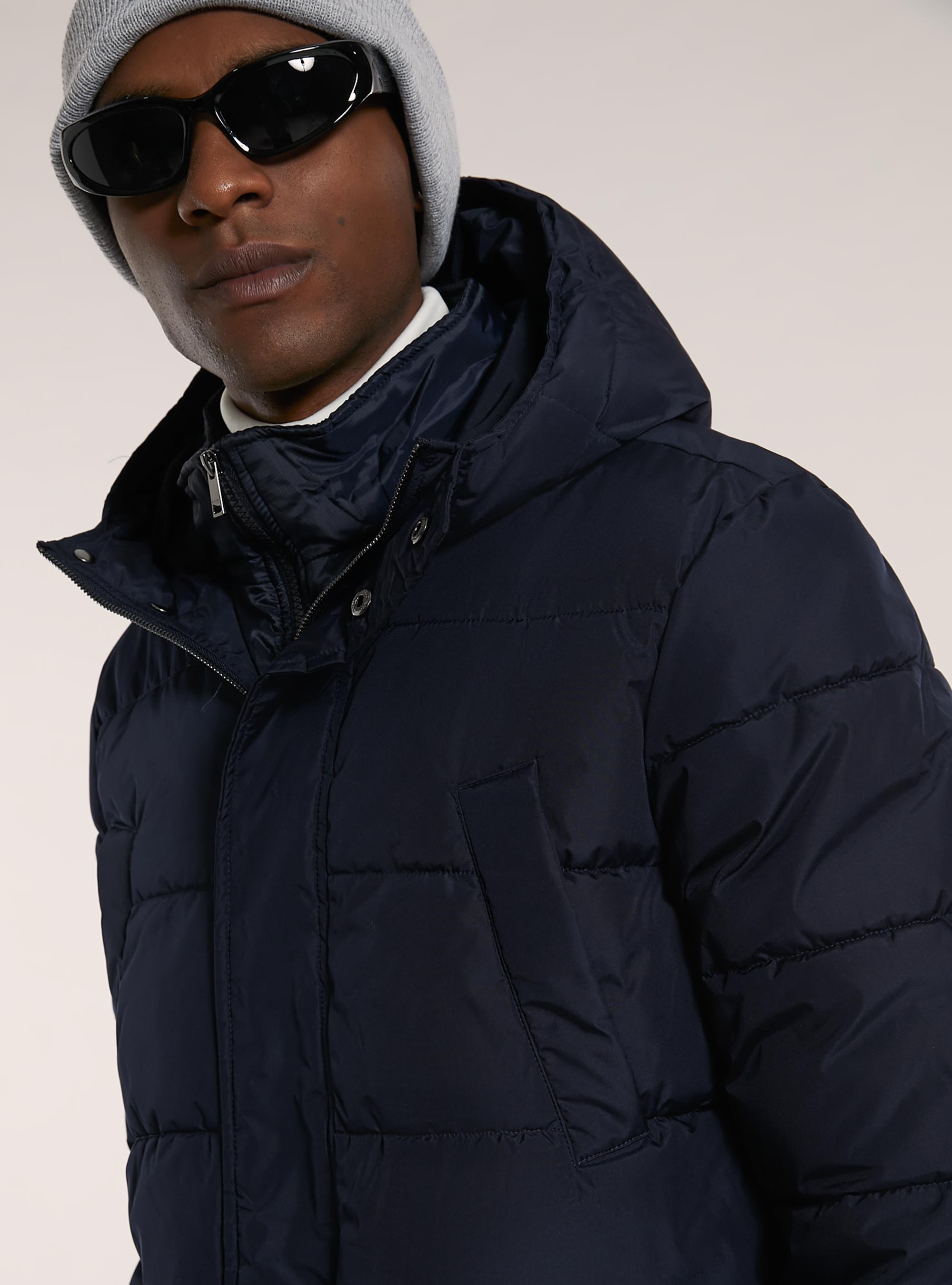 Long jacket with recycled padding, NA1 NAVY DARK
