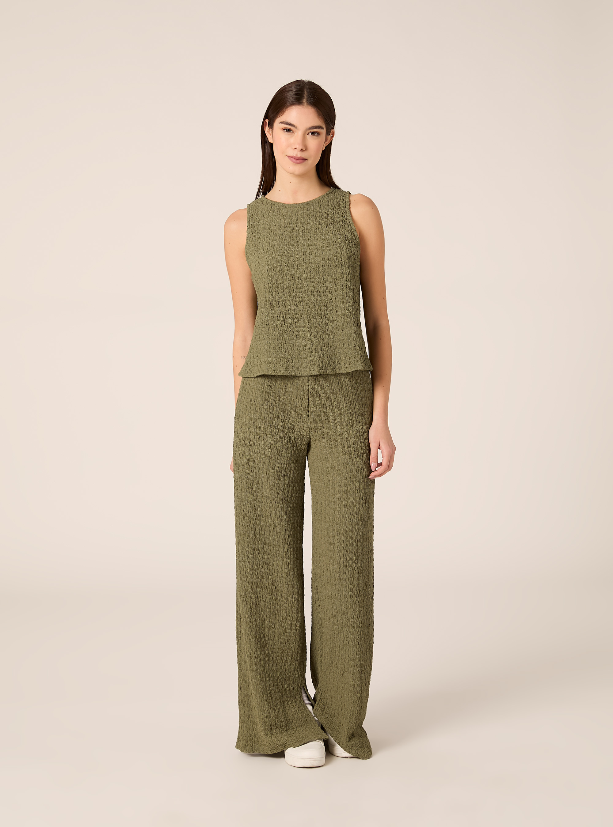 Waffle fabric tank top, KY2 KAKY MEDIUM