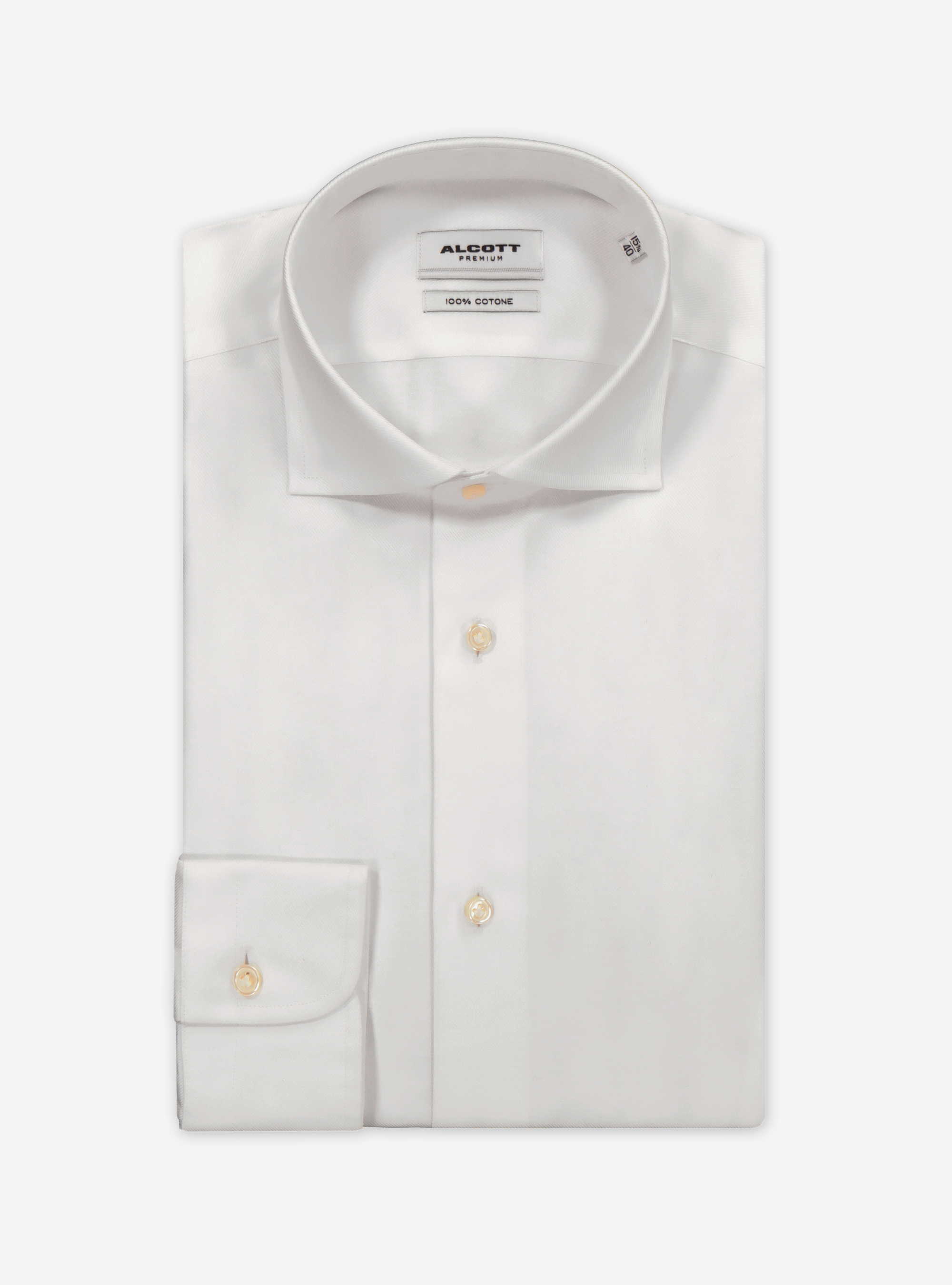 Chemise en twill avec col francais, C099 WHITE