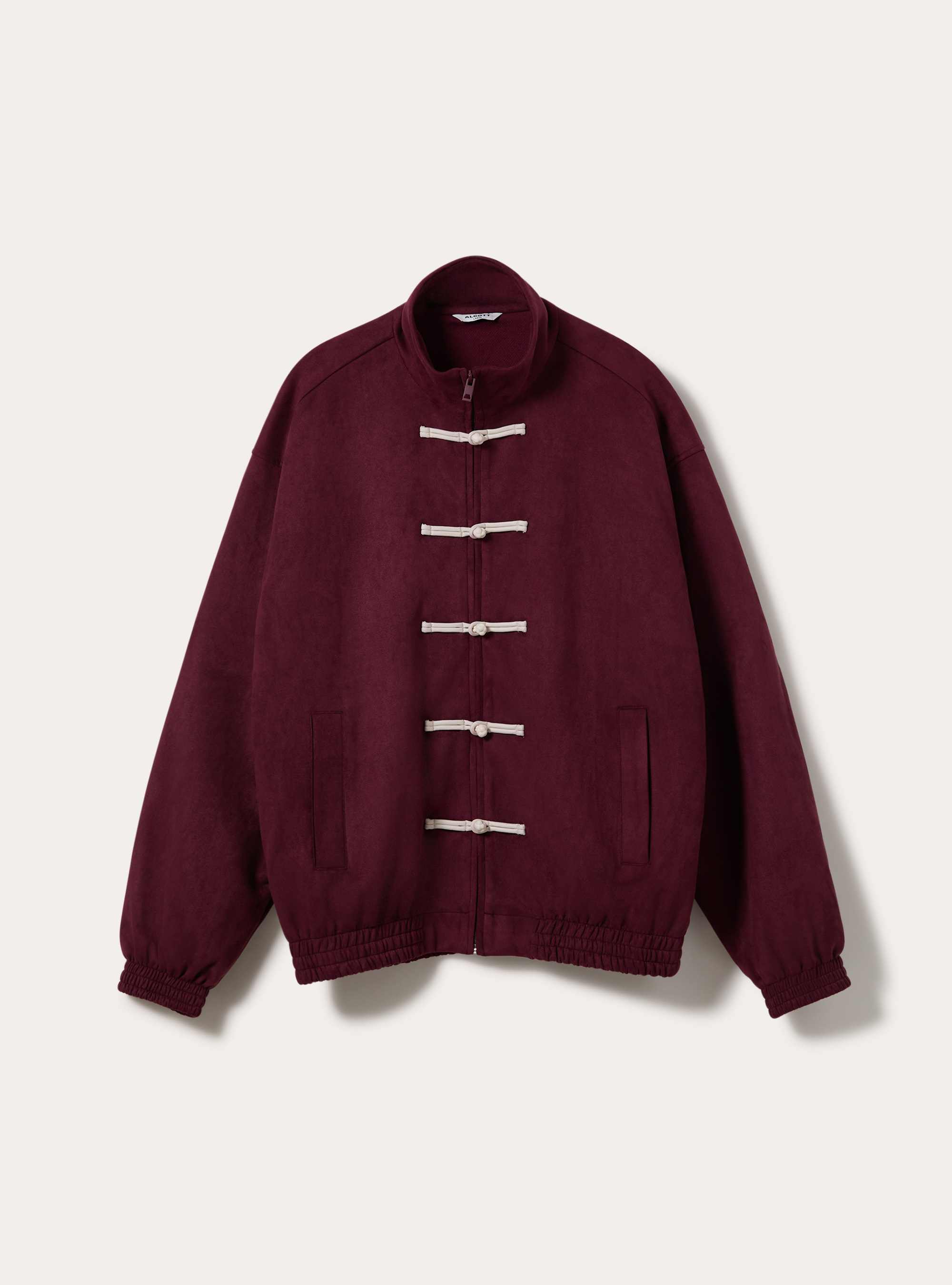 Bomber in simil suede con zip e chiusure frontali, BO2 BORDEAUX MEDIUM