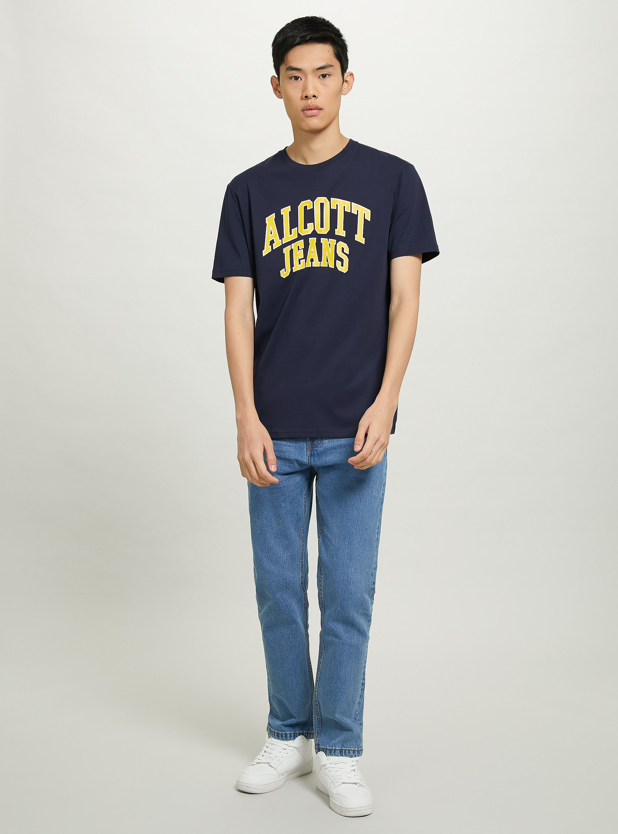 Cotton T-shirt with print, C0217 BLUE