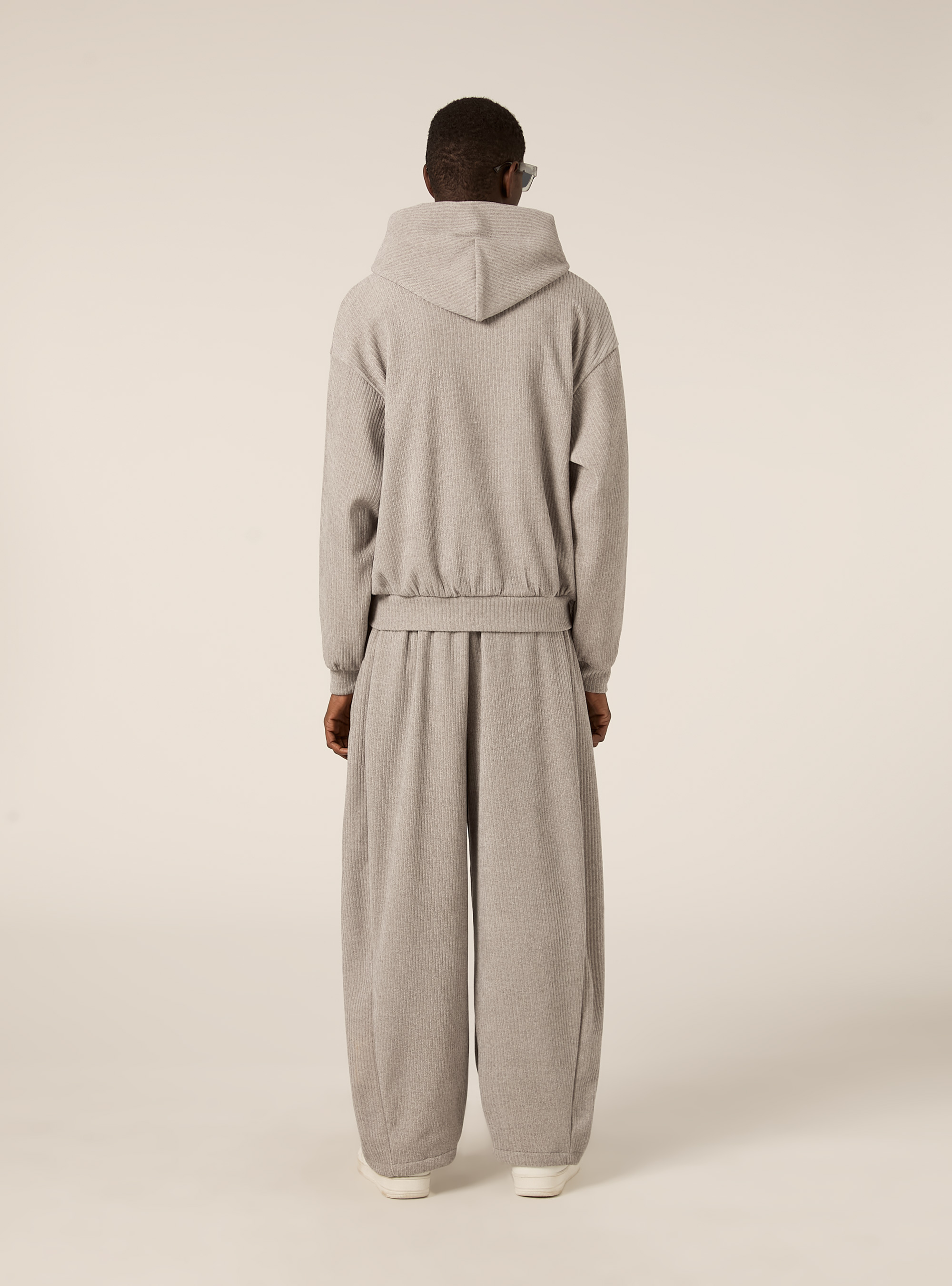 Cardigan boxy fit in velluto a coste, MGY3 GREY MEL LIGHT