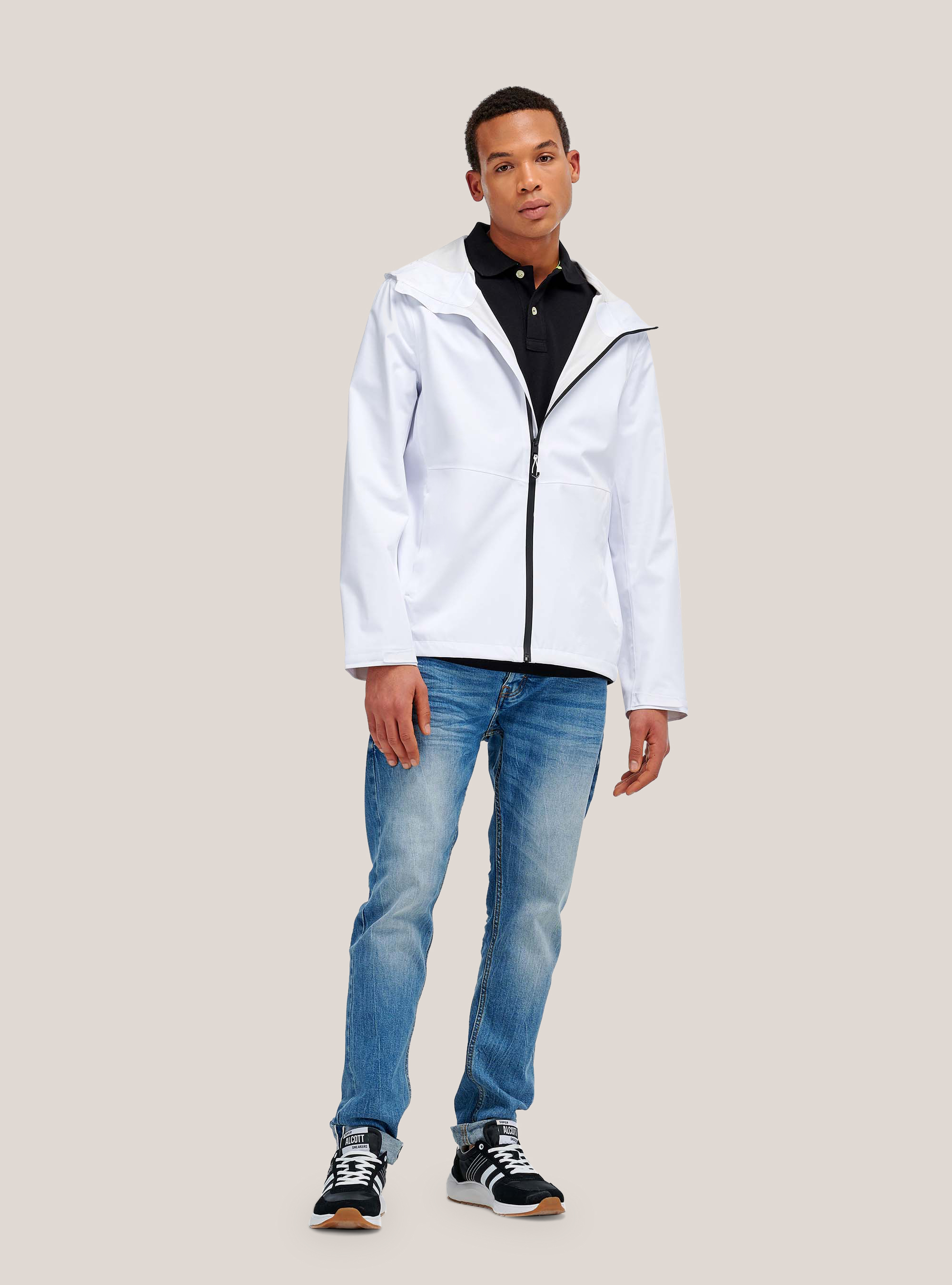 Veste coupe slim en tissu technique, C099 WHITE