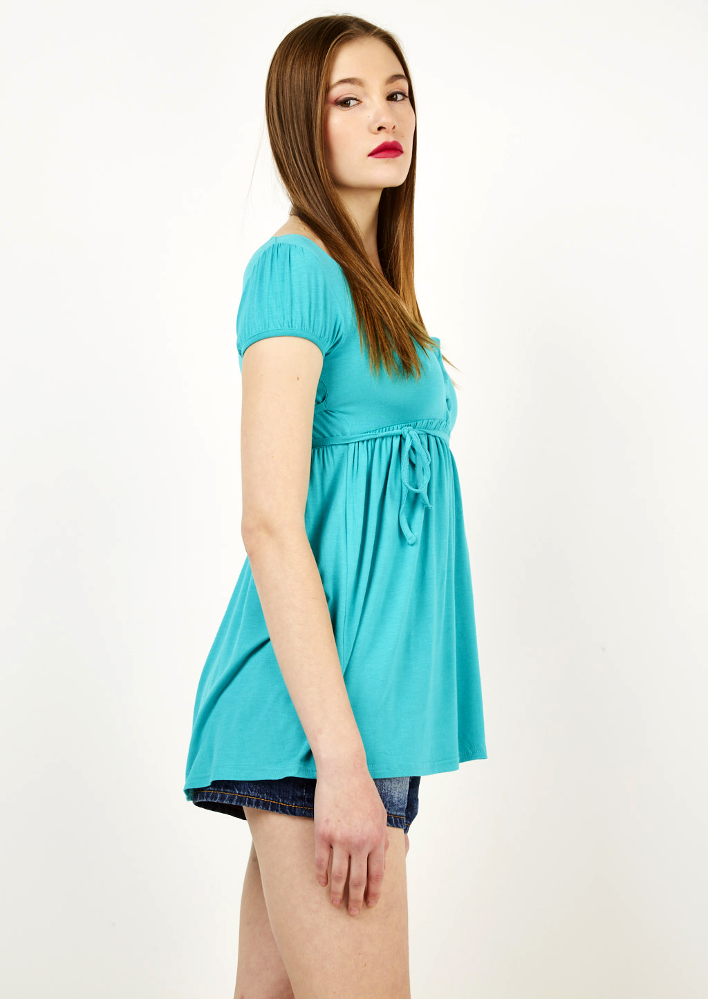 Vestito corto in vestibilità morbida con coulisse, C667 GREEN