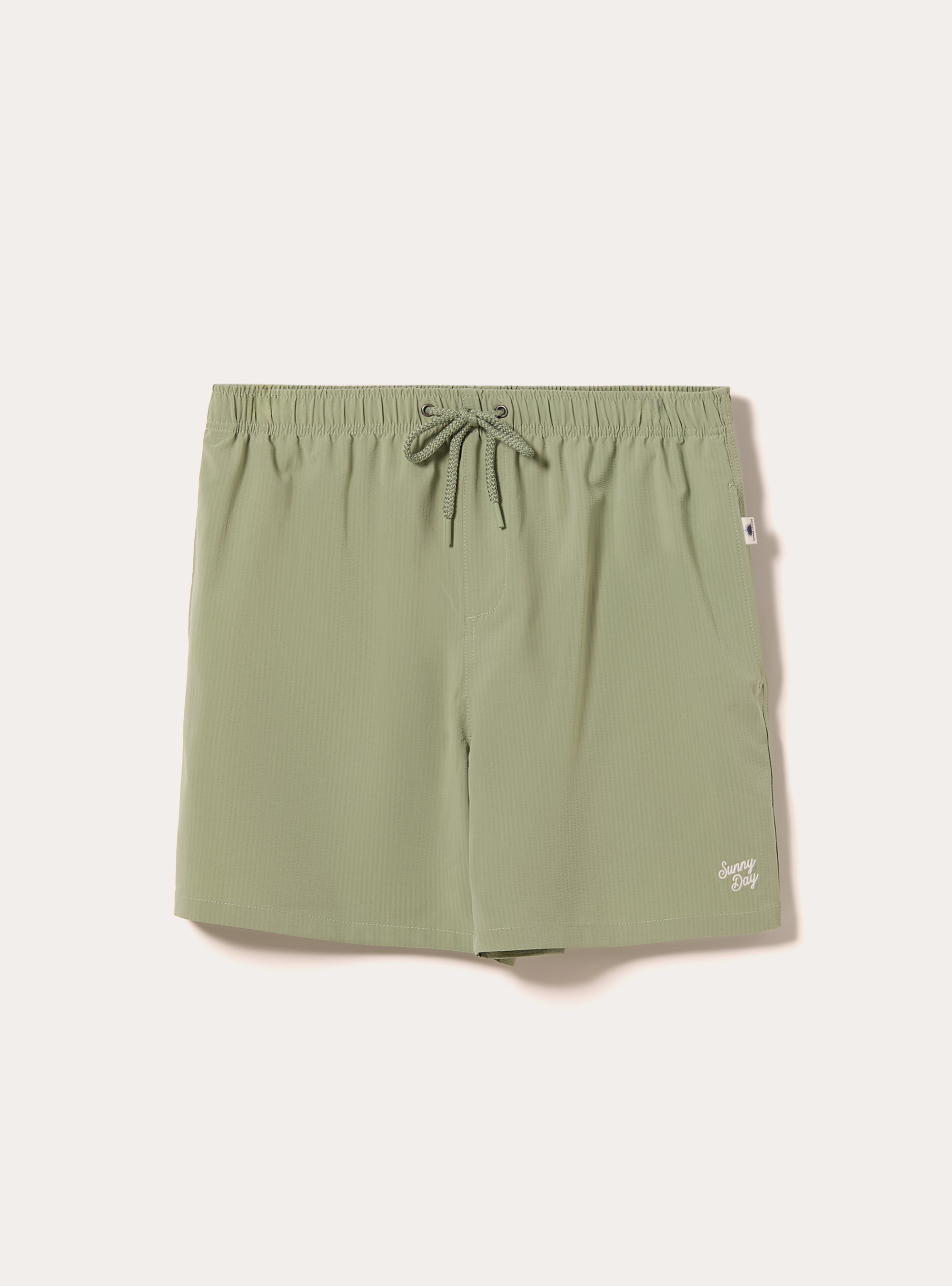 Plain-coloured seersucker swimming costume, SG2 SAGE MEDIUM